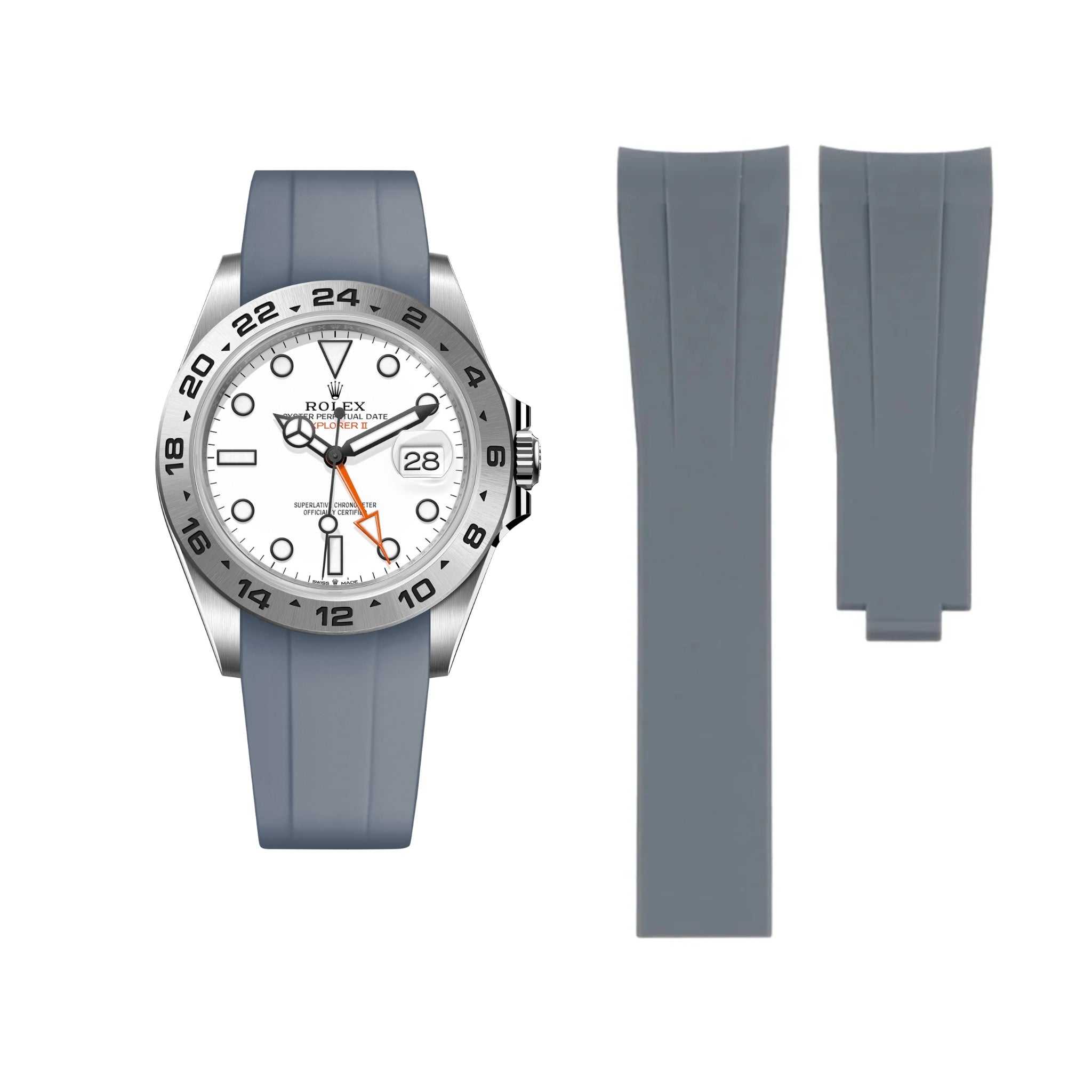 Deployant Strap - For Rolex Explorer II - Grey - Helvetus