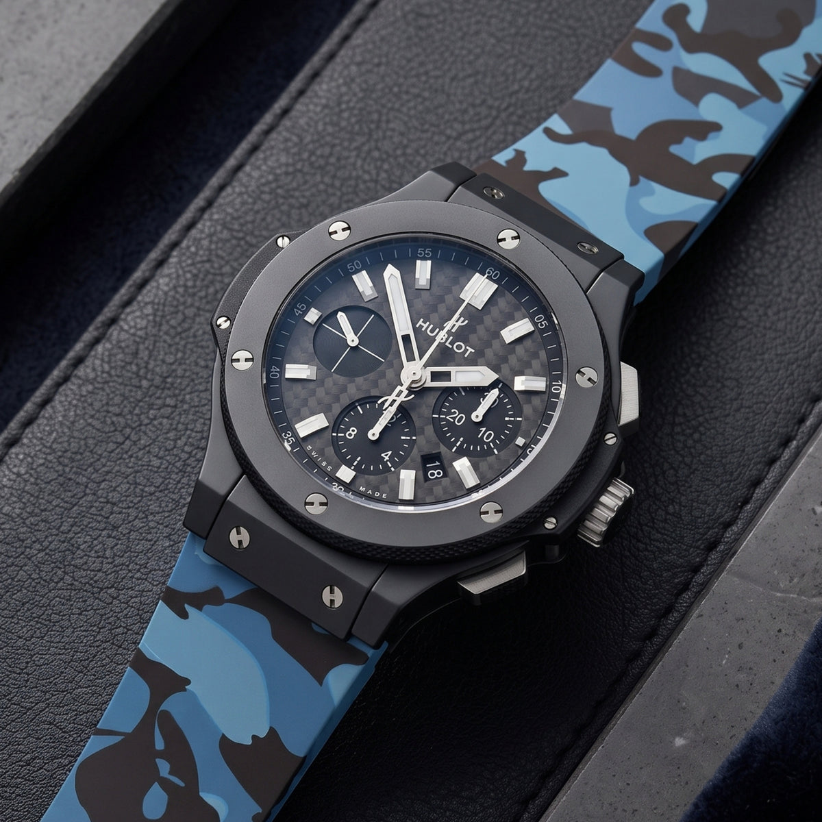 Rubber Strap - For Hublot Big Bang 44mm - Blue Camo