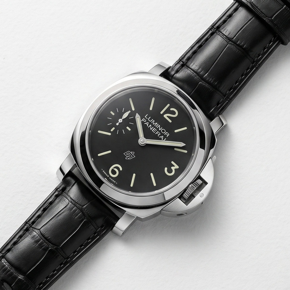 Leather Pattern Strap - For Panerai - Black - Helvetus
