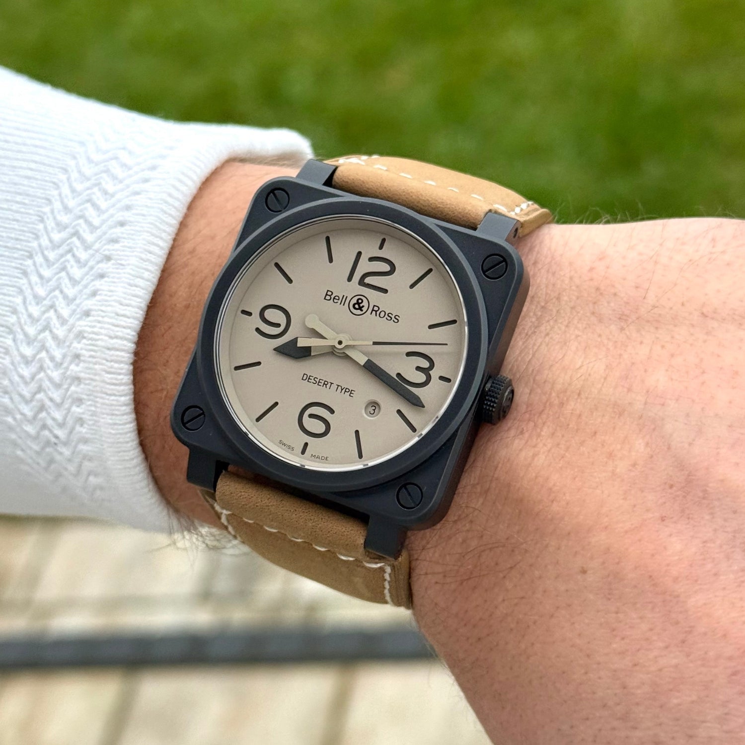 Leather Strap - For Bell & Ross BR - 01 | BR - 03 - Beige - Helvetus