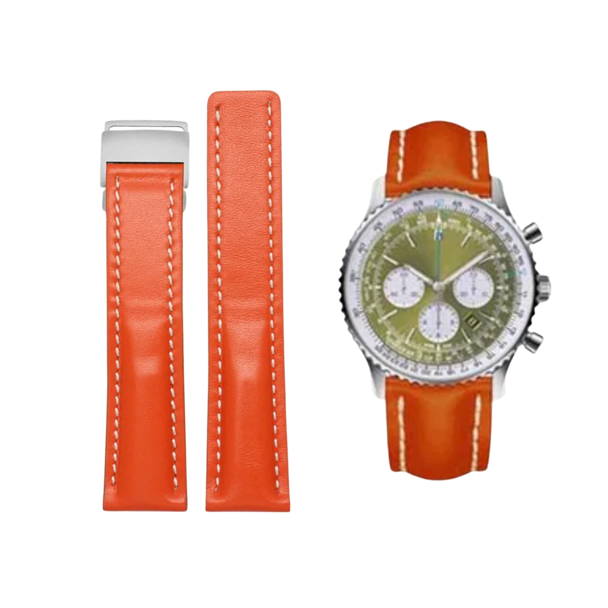 Leather Strap - For Breitling Watches - Orange - Helvetus