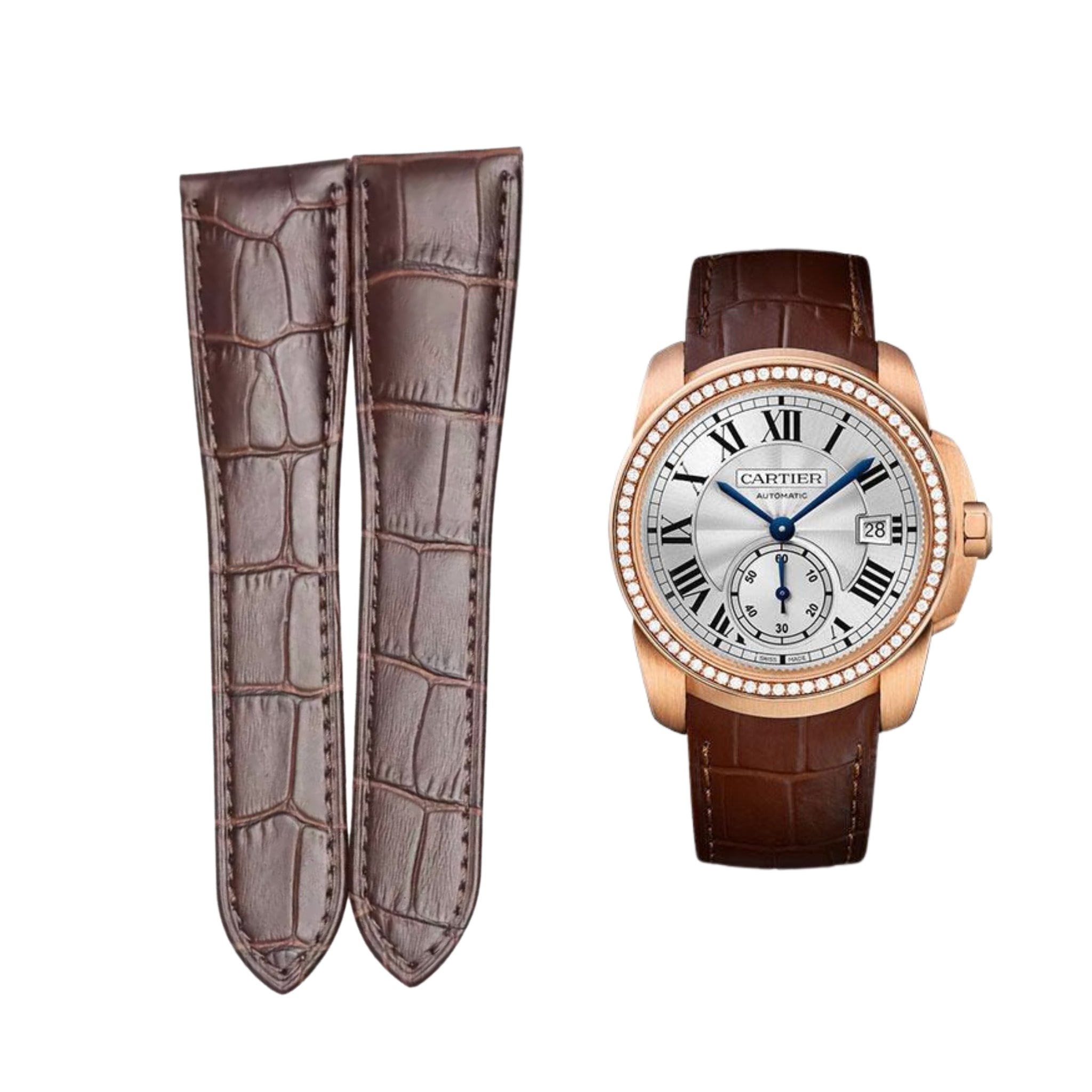 Leather Strap - For Cartier Calibre - Brown - Helvetus