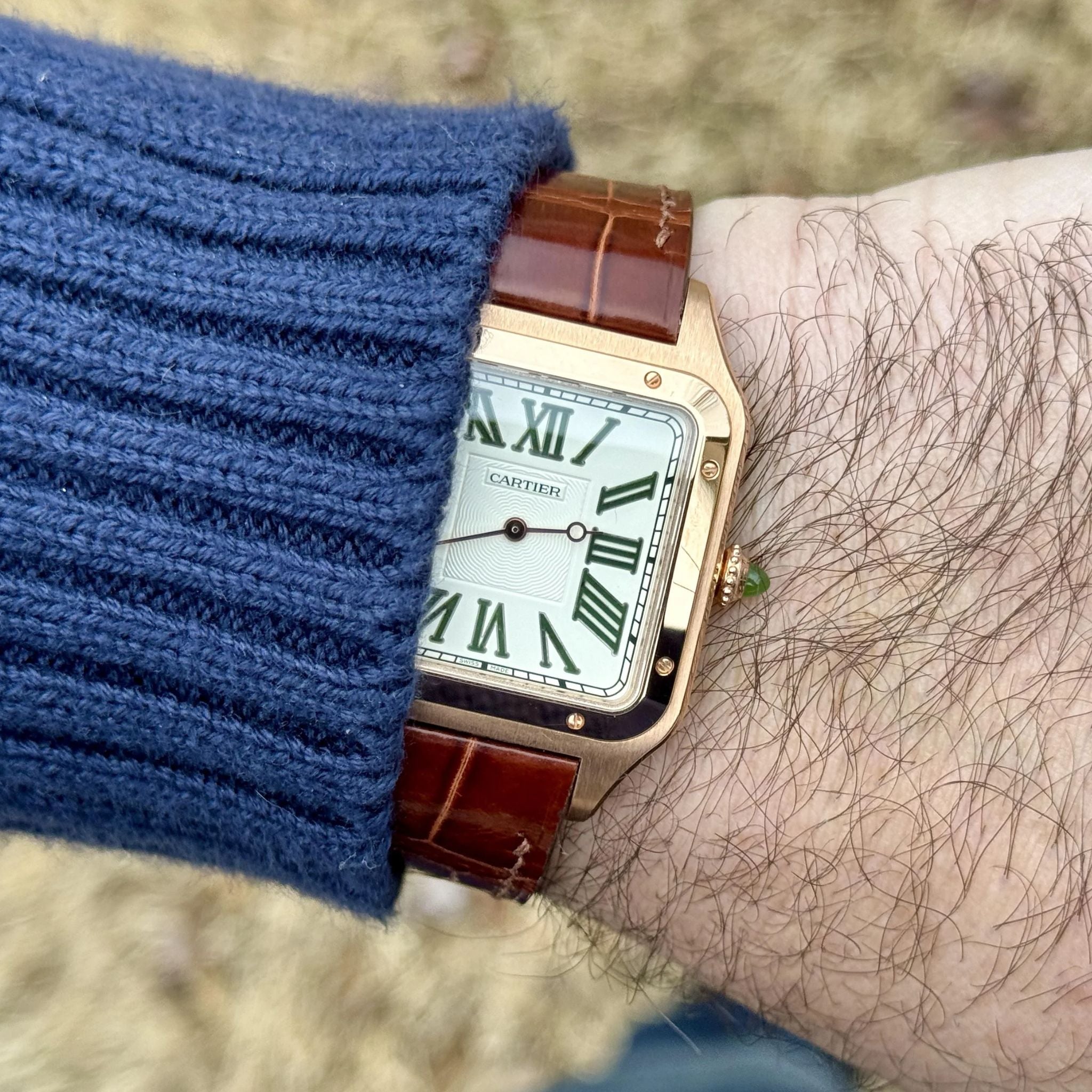 Leather Strap - For Cartier Santos Dumont - Brown - Helvetus