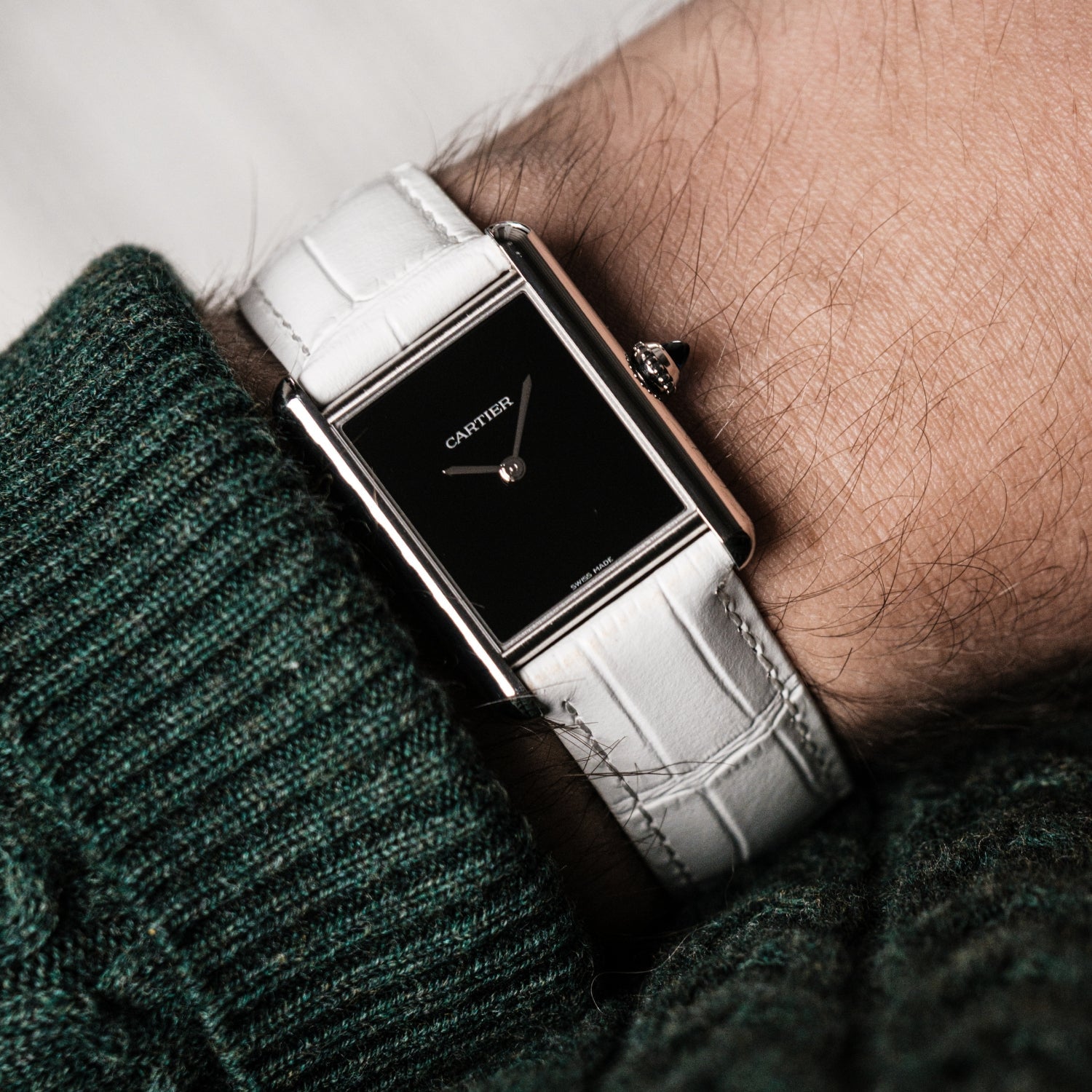 Leather Strap for Cartier Tank / Tank Solo / Tank Must – White - Helvetus