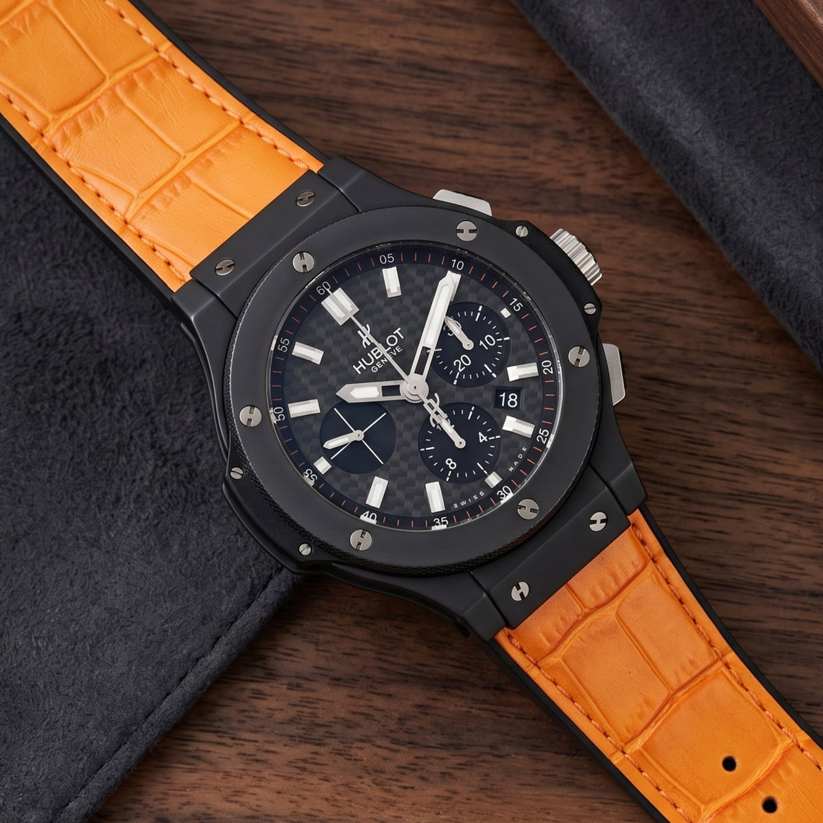 Leather Strap - For Hublot Big Bang 44mm - Orange - Helvetus