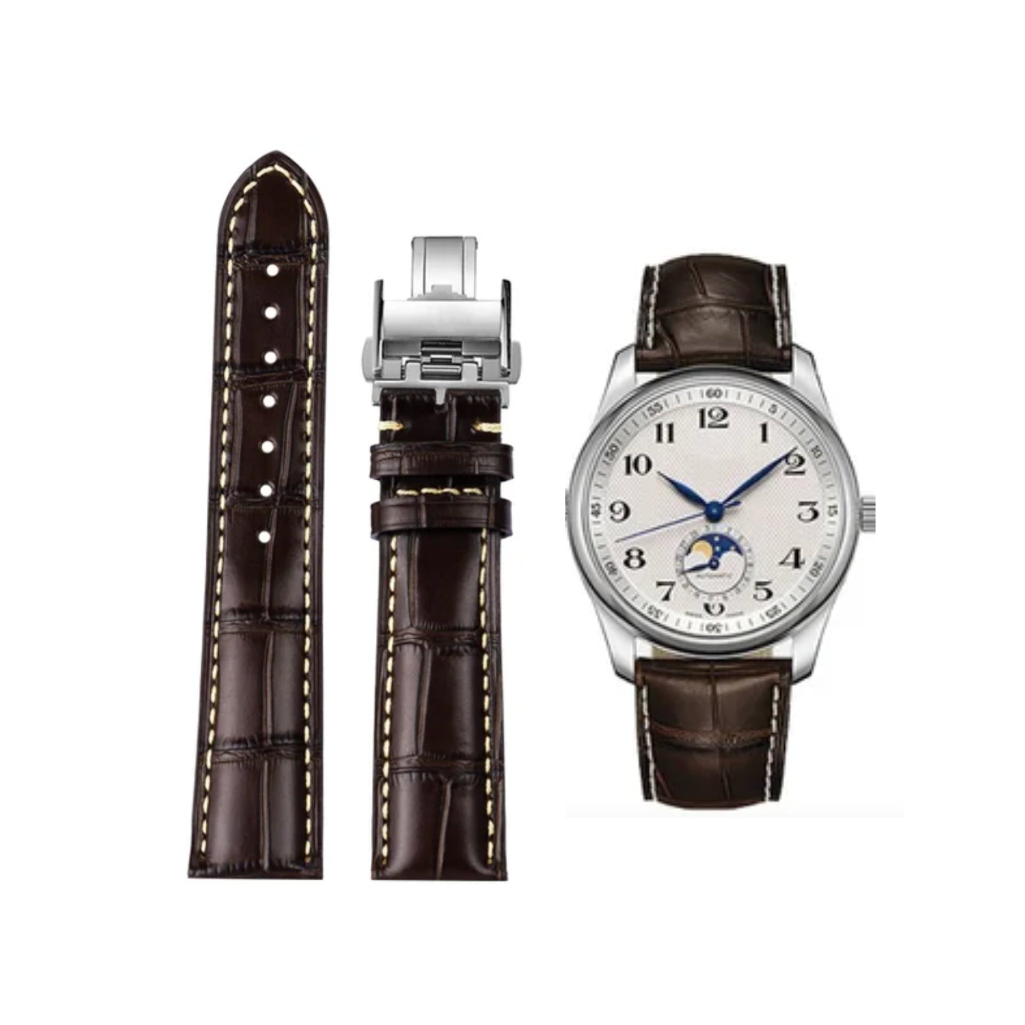 Leather Strap - For Longines Master Collection - Brown - Helvetus