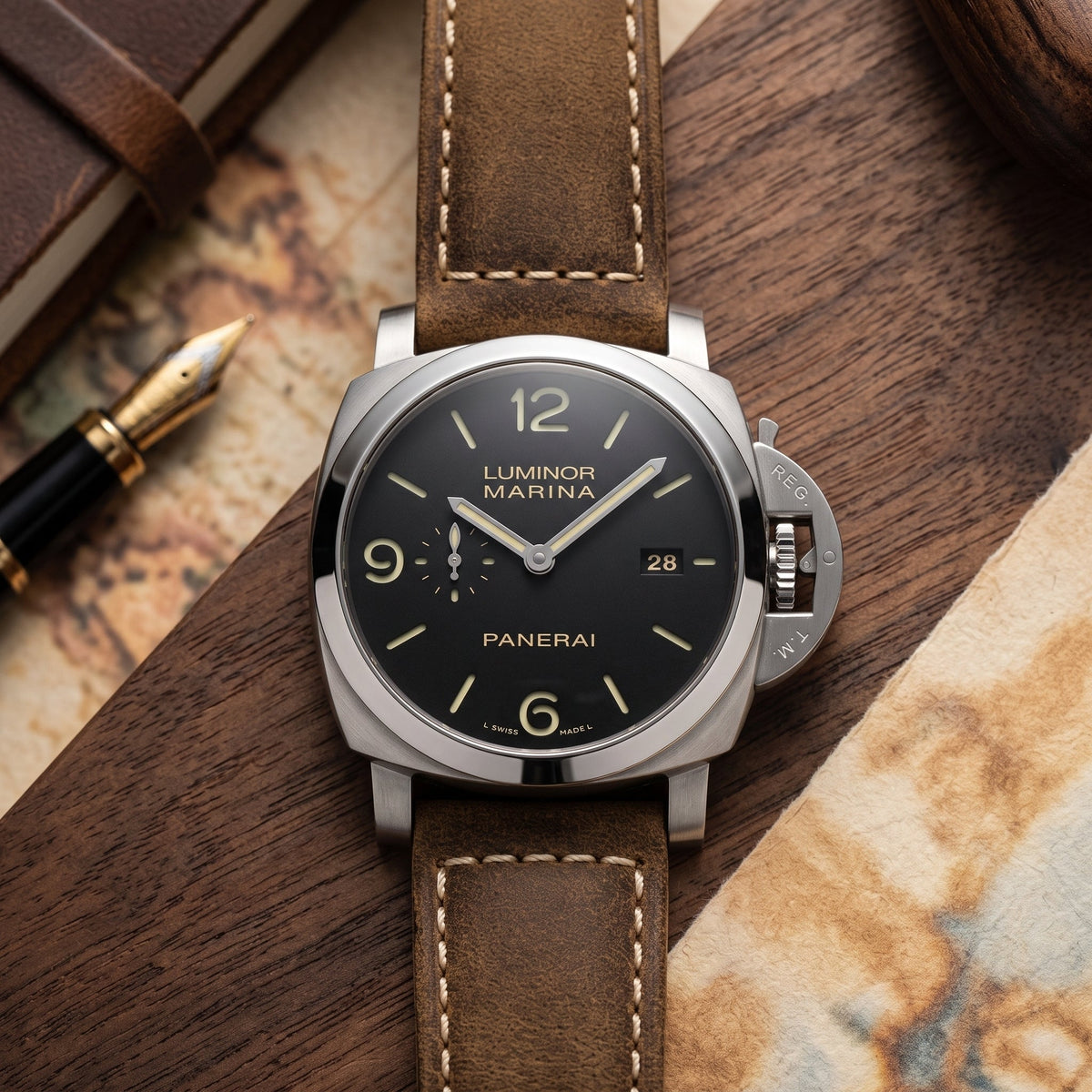 Leather Strap - For Panerai - Mocha Brown - Helvetus