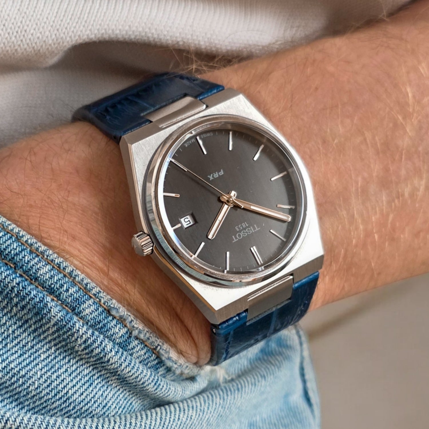 Leather Strap for Tissot PRX - Classic Blue - Helvetus