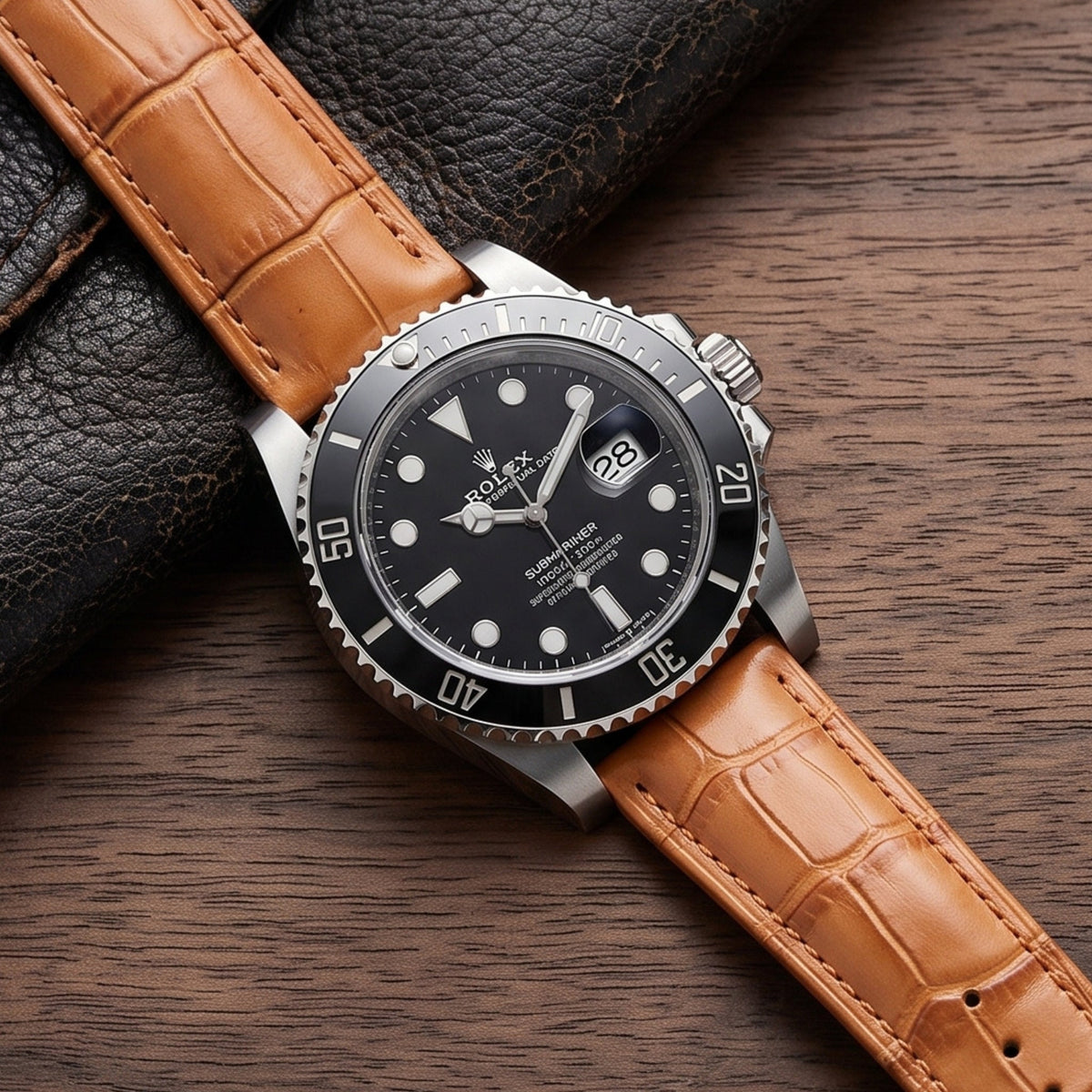 Light Brown Alligator Leather Watch Strap – Handcrafted Replacement Band – Helvetus® - Helvetus