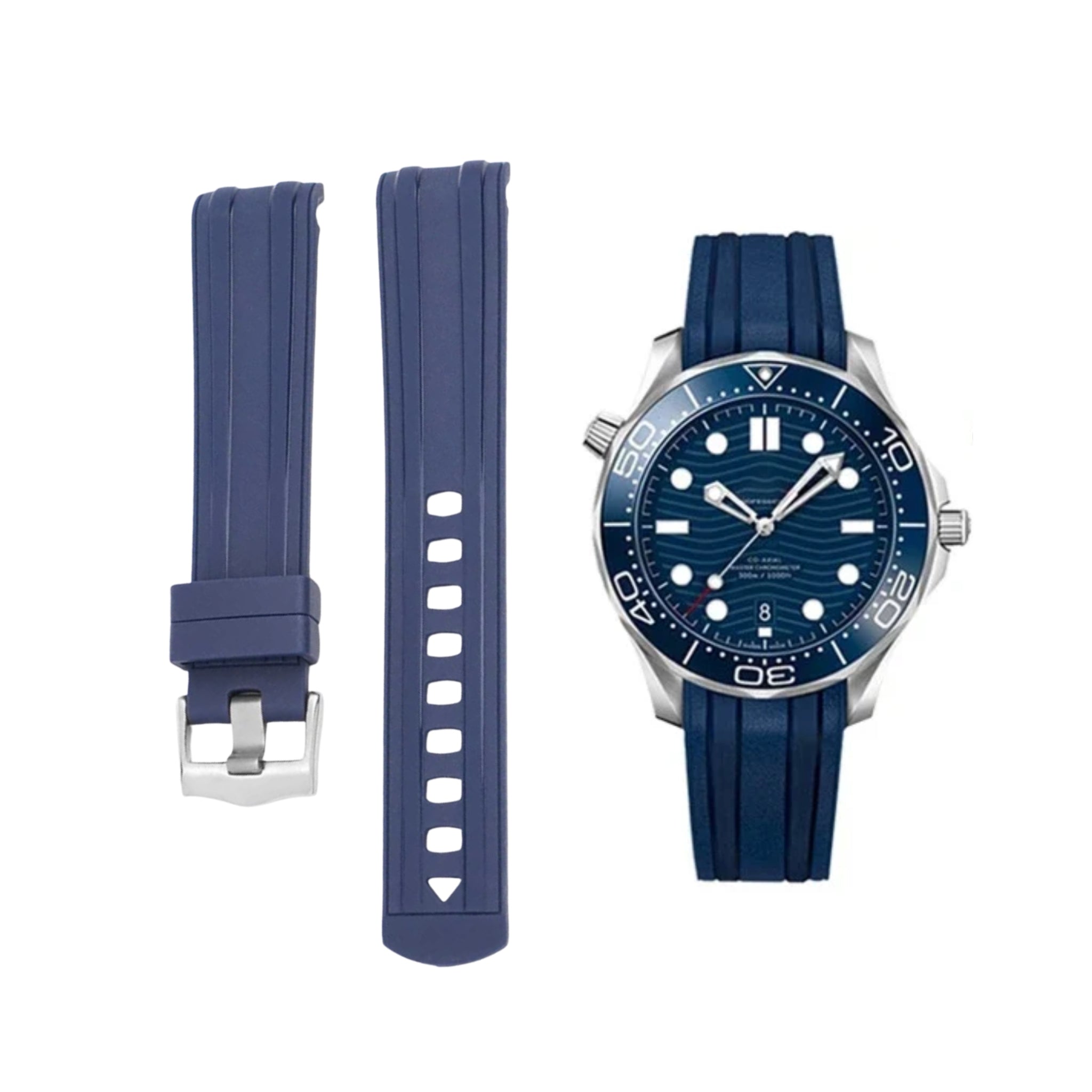 Omega Seamaster (Diver) 300 Rubber Strap - Navy Blue - Helvetus