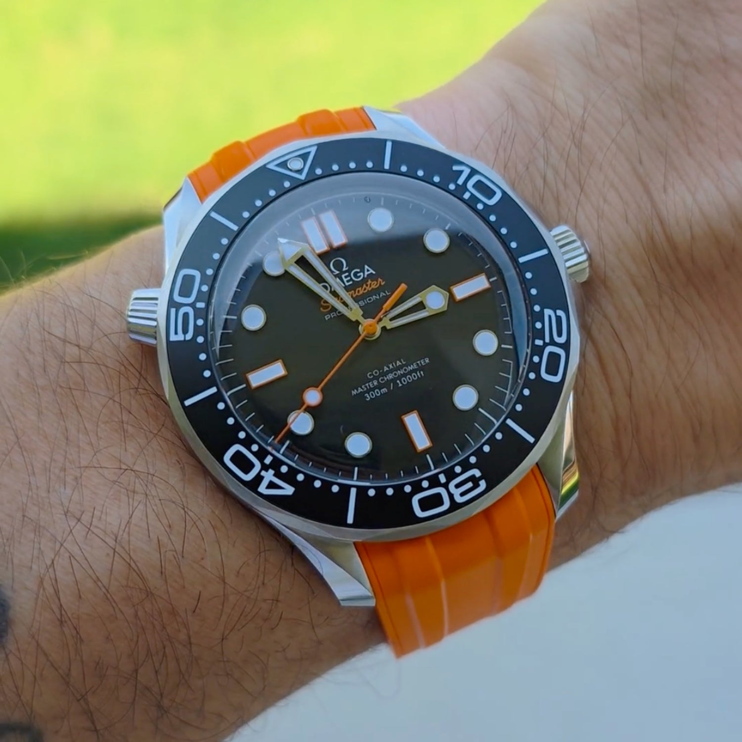 Omega Seamaster (Diver) 300M Rubber Strap - Orange - Helvetus