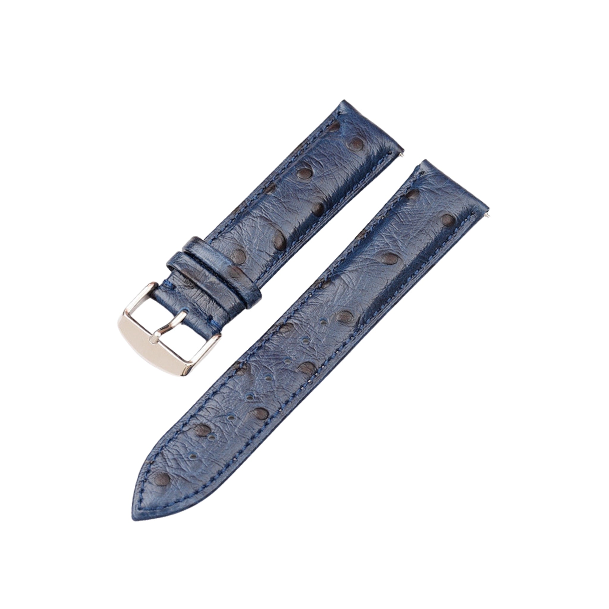 Ostrich Leather Strap - Blue - Ostrich Pattern - Helvetus