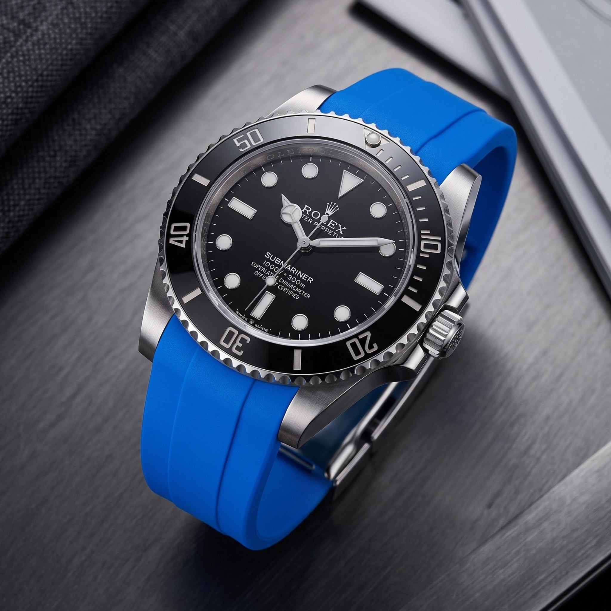Deployant Rubber Strap - For Rolex Submariner - Blue