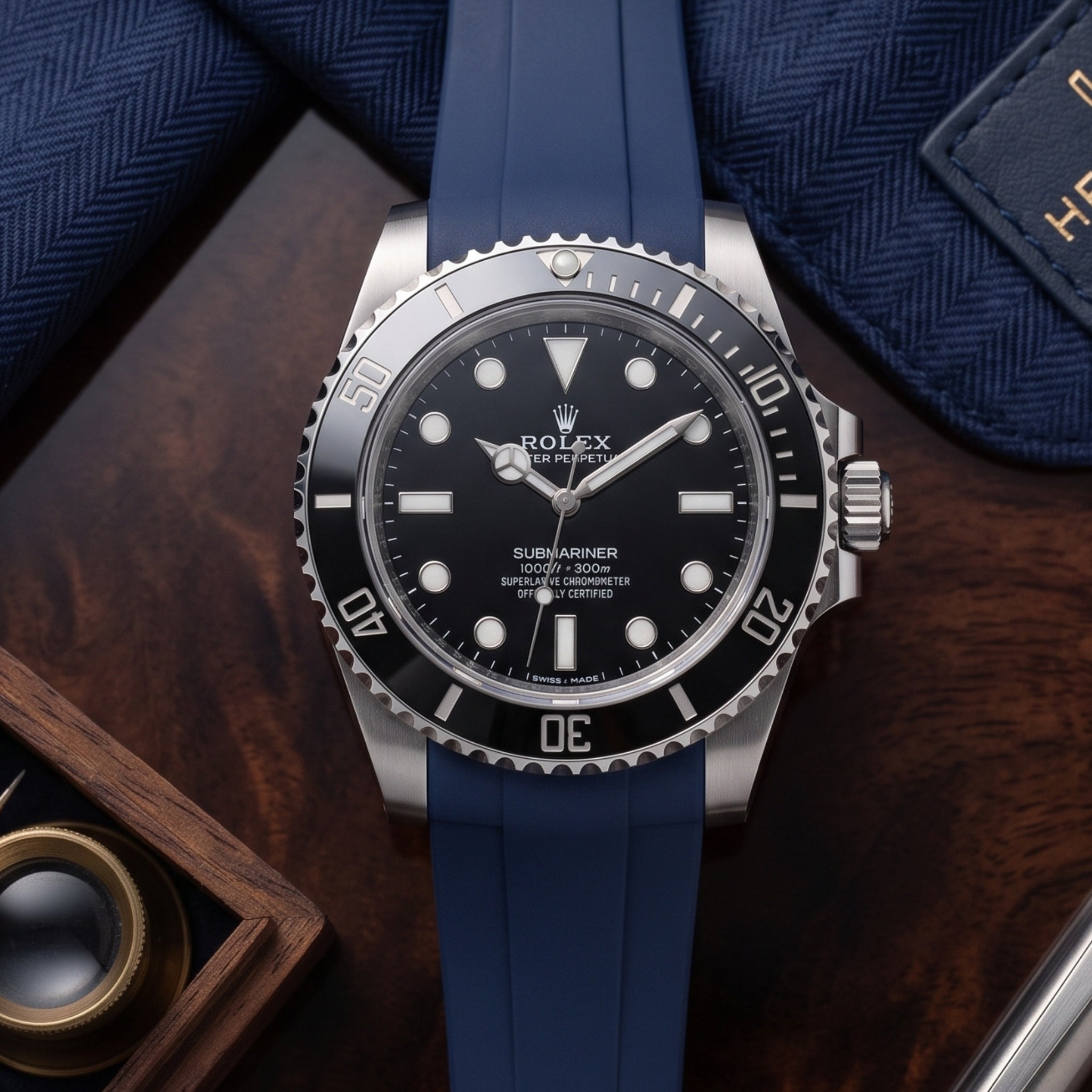 Deployant Rubber Strap - For Rolex Submariner - Navy Blue