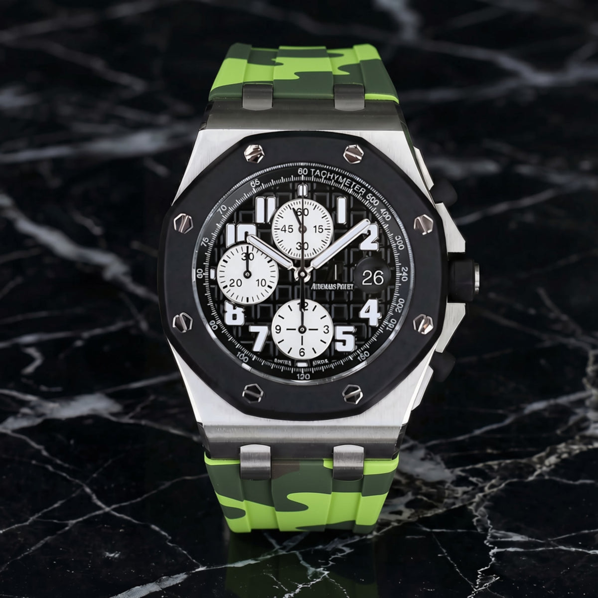 Rubber Strap - For all Audemars Piguet Offshore 42mm - Green Camo - Helvetus