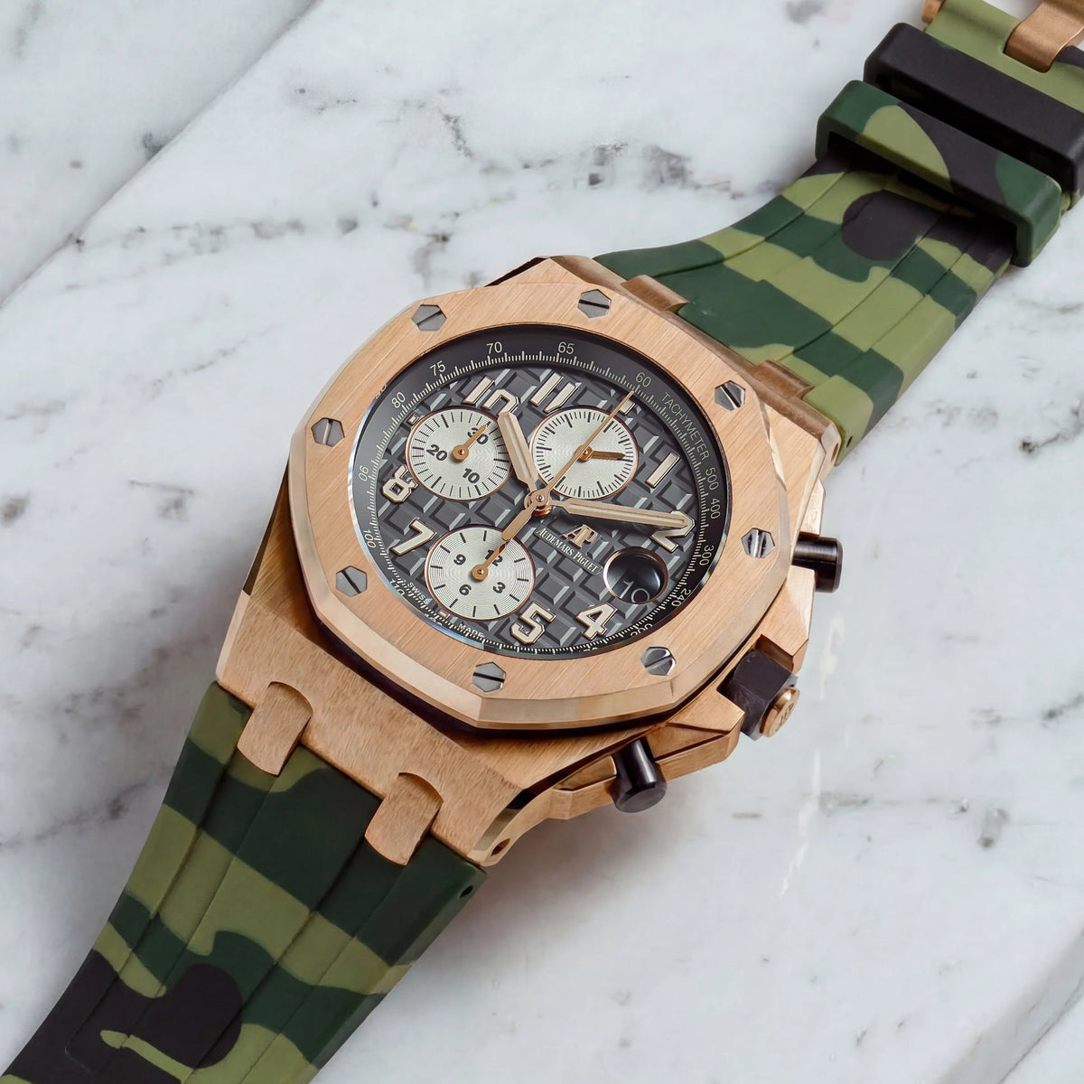 Rubber Strap - For all Audemars Piguet Offshore 42mm - Military Camo - Helvetus