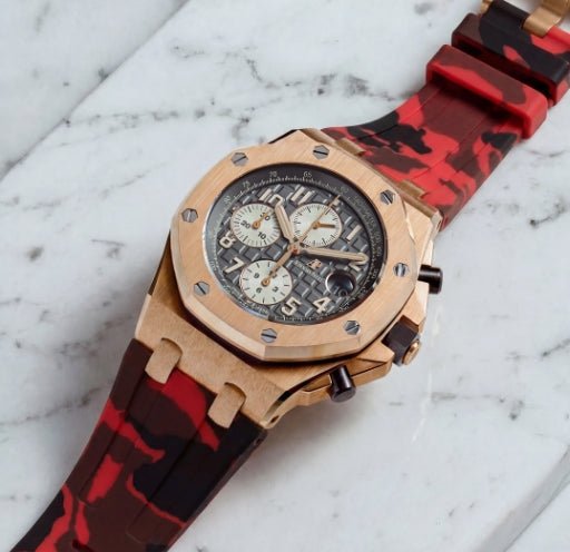 Rubber Strap - For all Audemars Piguet Offshore 42mm - Red Camo - Helvetus