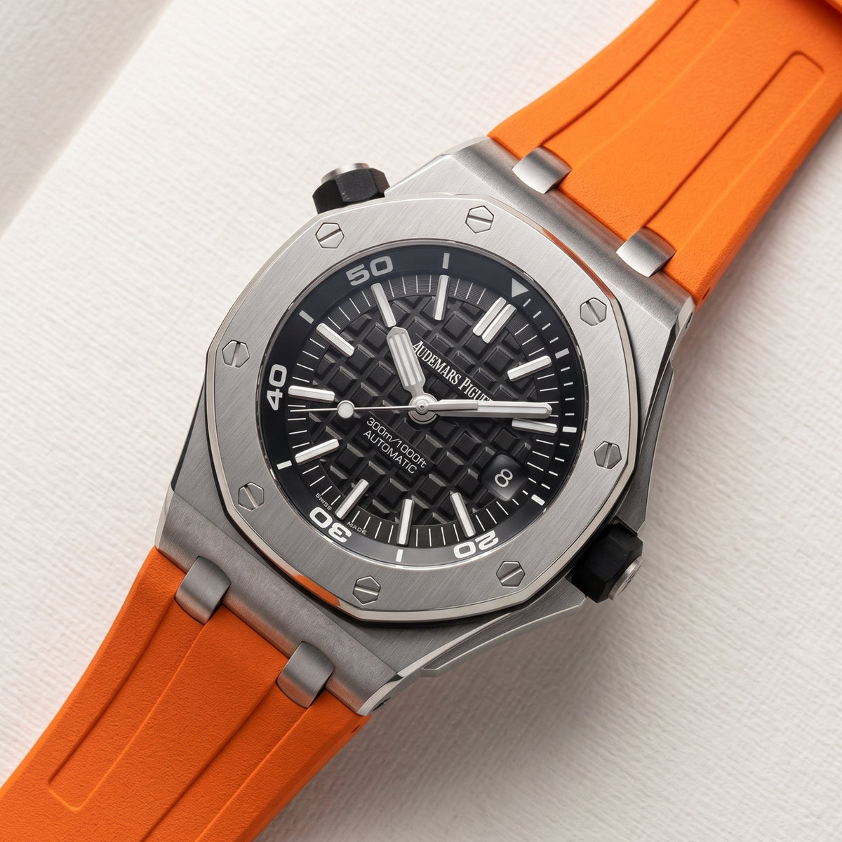Rubber Strap - For all Audemars Piguet Offshore Diver - Orange - Helvetus
