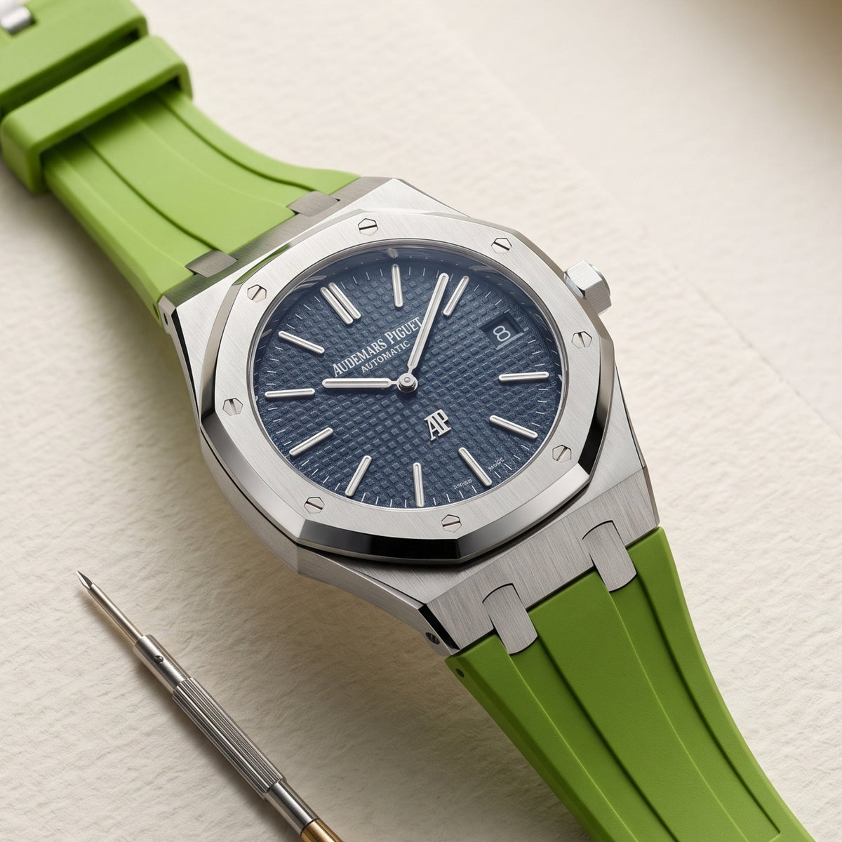 Rubber Strap - For all Audemars Piguet Royal Oak 39mm - Lime Green - Helvetus