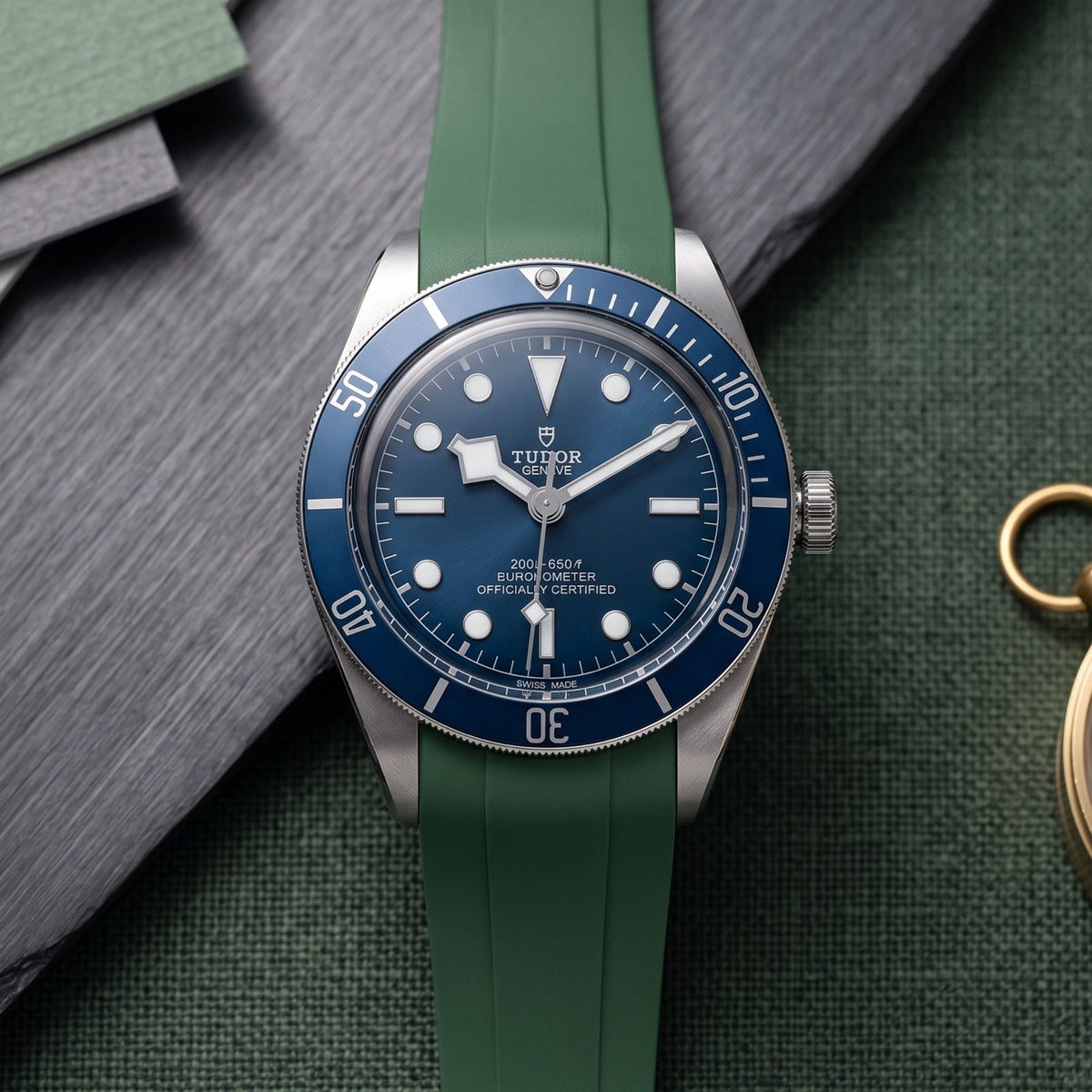 Rubber Strap - For all Tudor Black Bay Models - Green - Helvetus