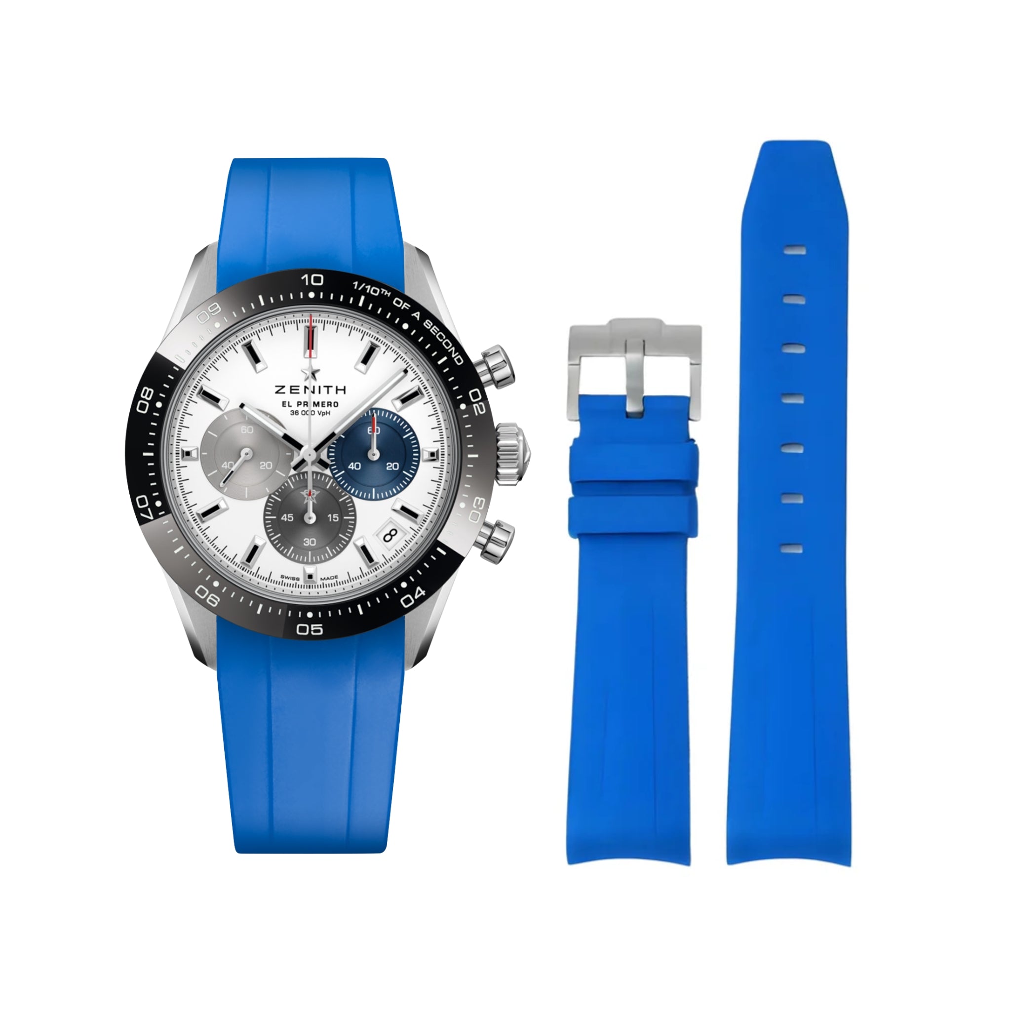Rubber Strap - For all Zenith Chronomaster Models - Blue - Helvetus