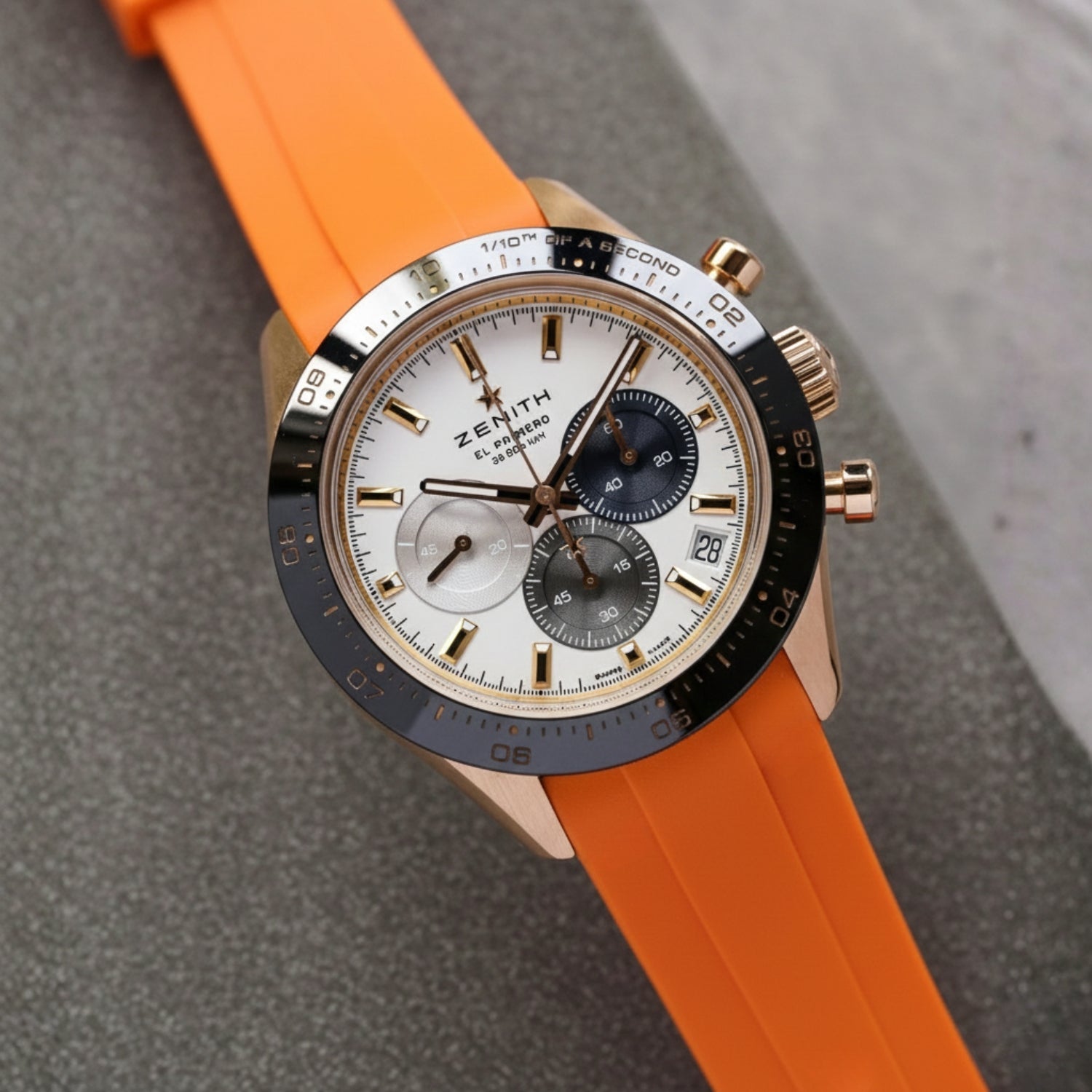 Rubber Strap - For all Zenith Chronomaster Models - Orange - Helvetus