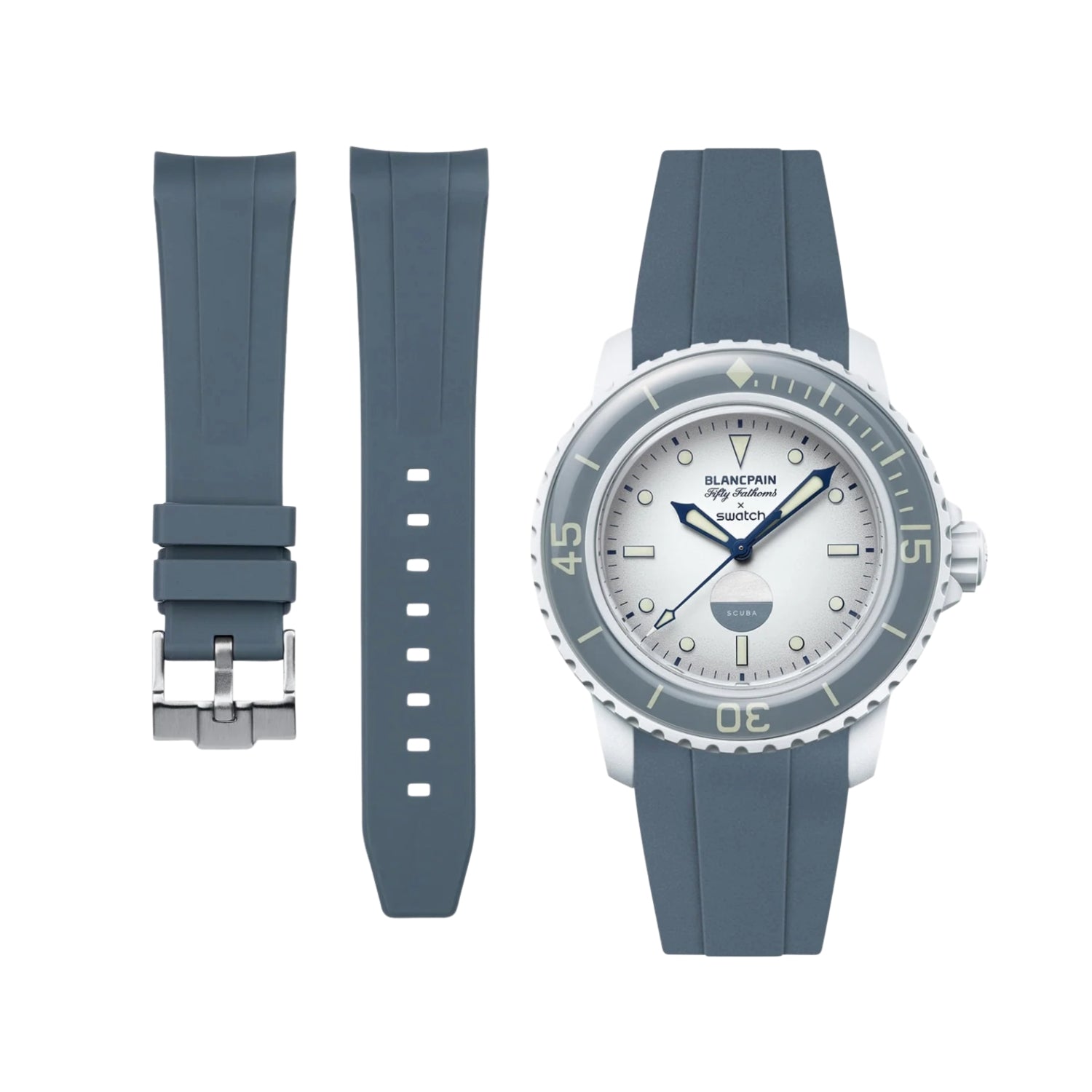 Rubber Strap - For Blancpain X Swatch - Antarctic Ocean - Helvetus