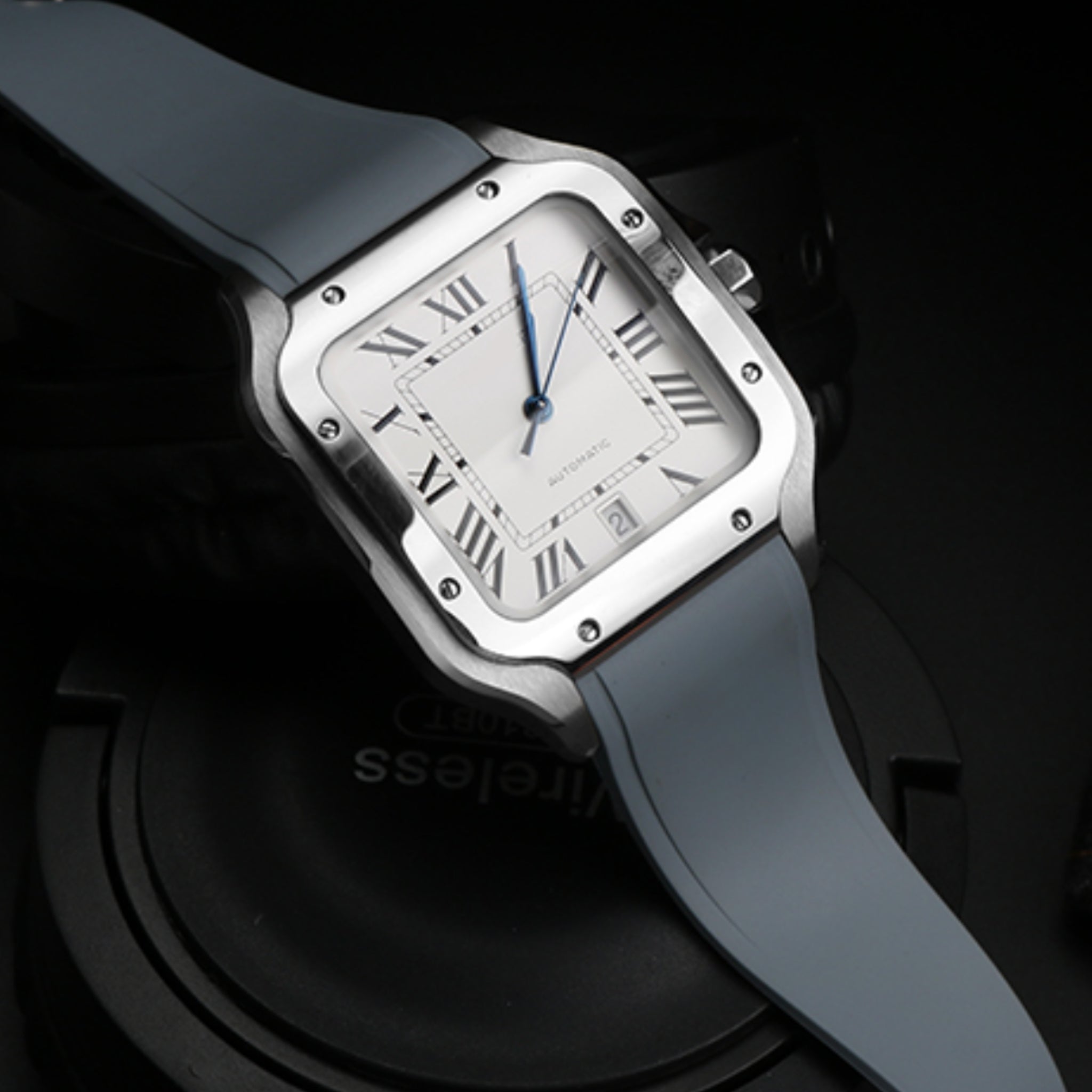 Rubber Strap - For Cartier Santos - Grey - Helvetus