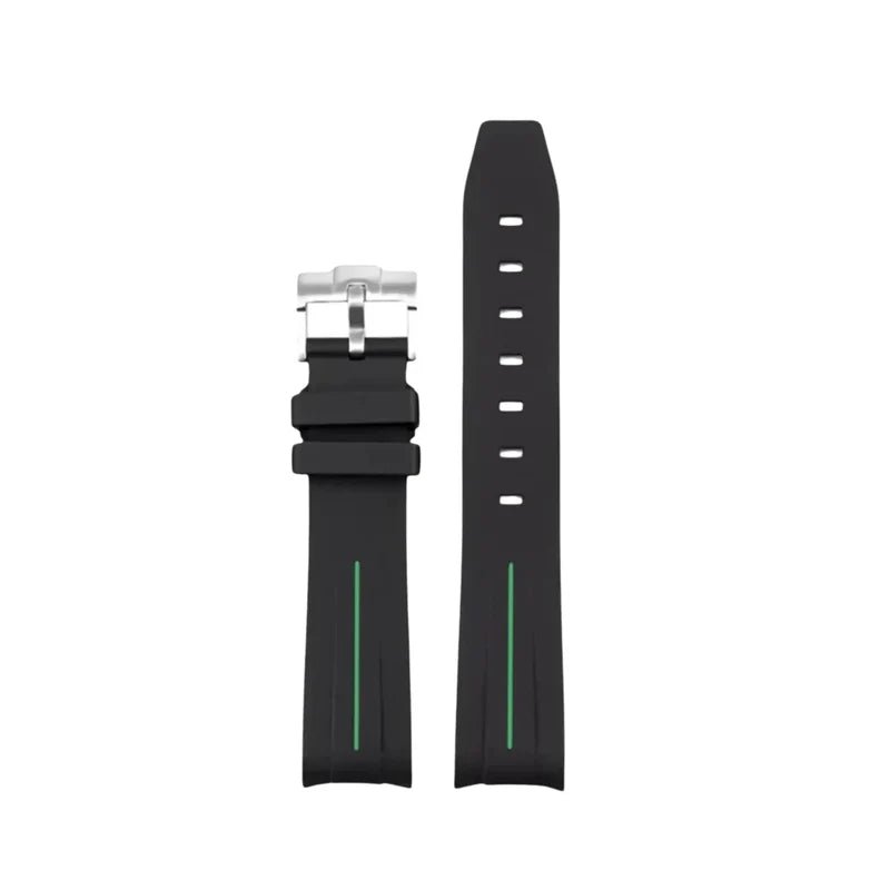 Rubber Strap – For Hamilton Khaki Field (38mm/40mm/42mm) - Black with Green LuxLine® - Helvetus