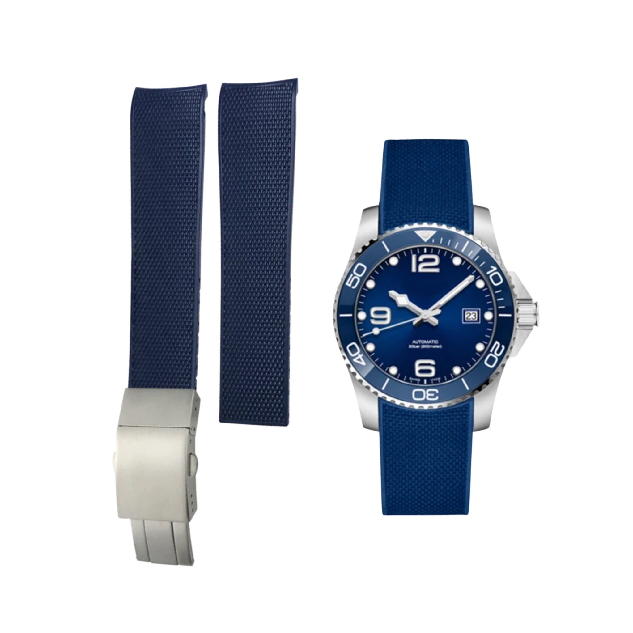 Rubber Strap - For Longines HydroConquest - Blue - Helvetus