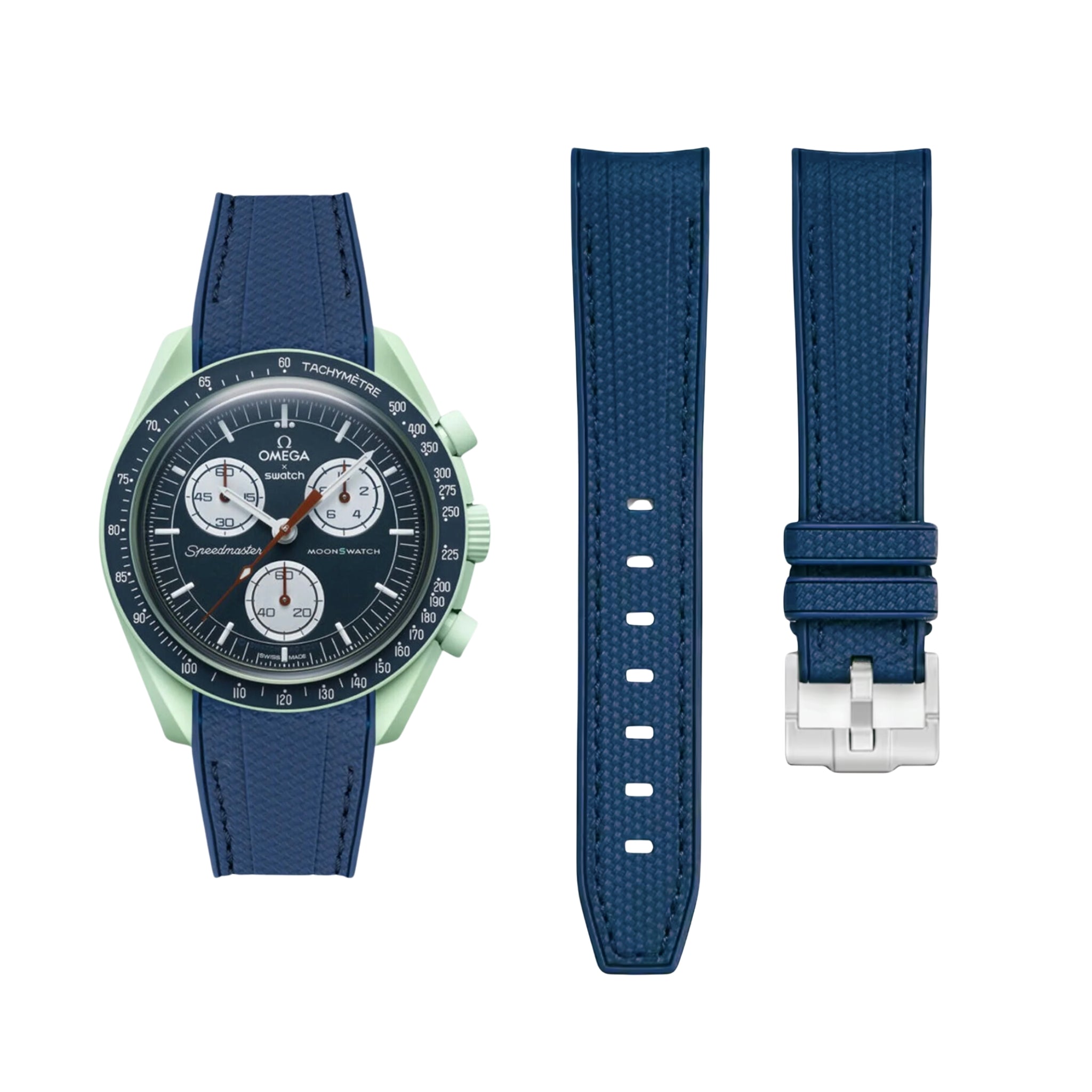 Rubber Strap - For Mission on Earth | Omega X Swatch | MoonSwatch - Blue w/Blue - Helvetus