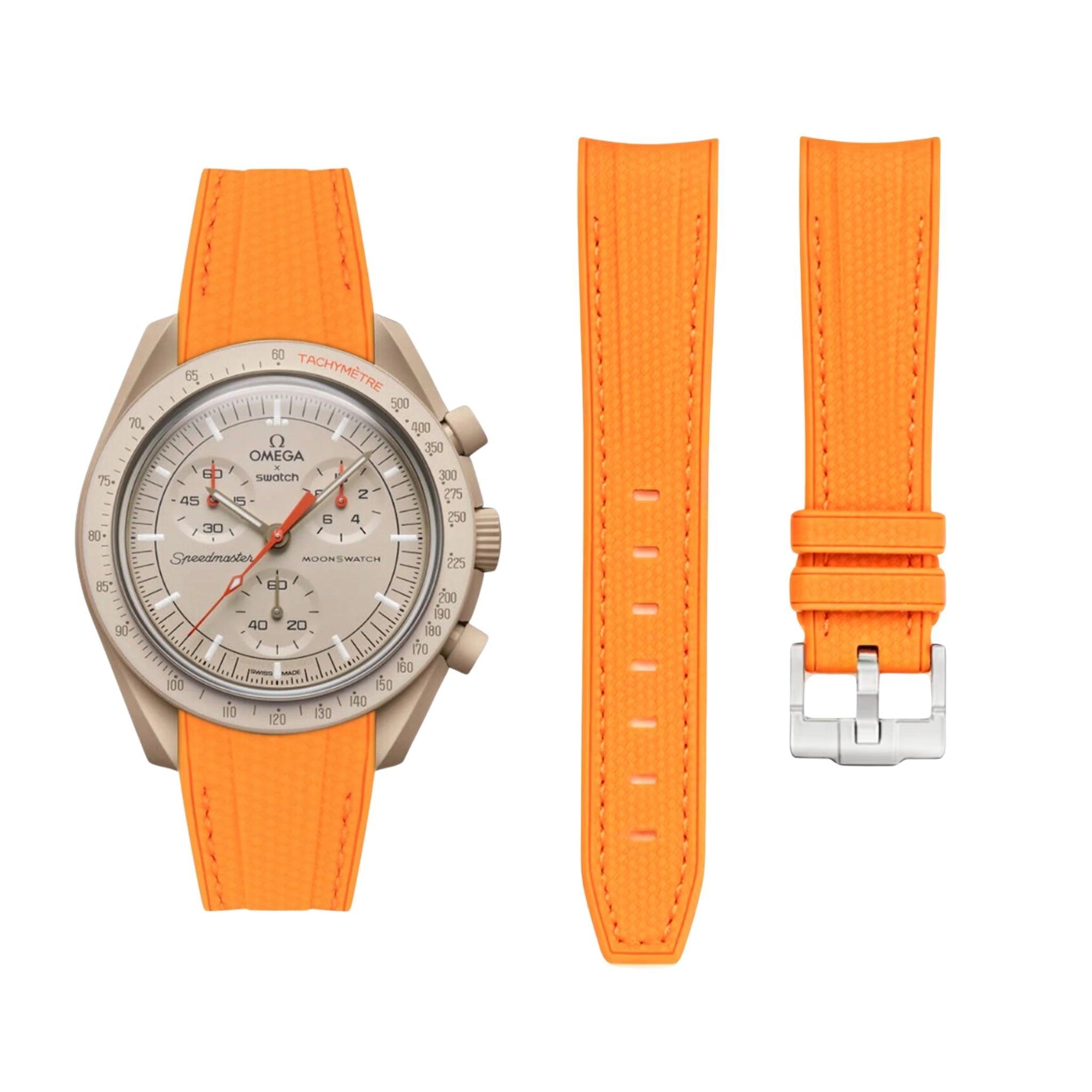 Rubber Strap - For Mission to Jupiter | Omega X Swatch | MoonSwatch - Orange w/Orange - Helvetus