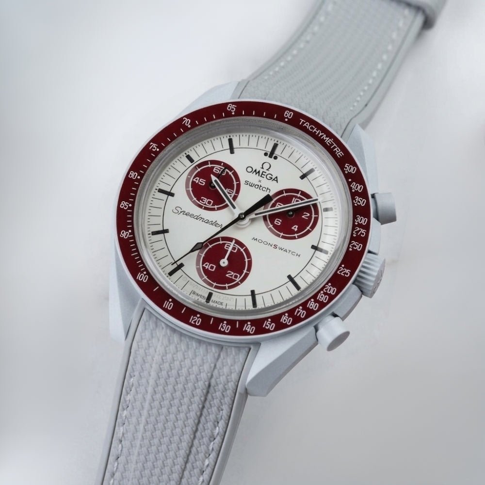 Rubber Strap - For Mission to Pluto | Omega X Swatch | MoonSwatch - Grey w/White - Helvetus
