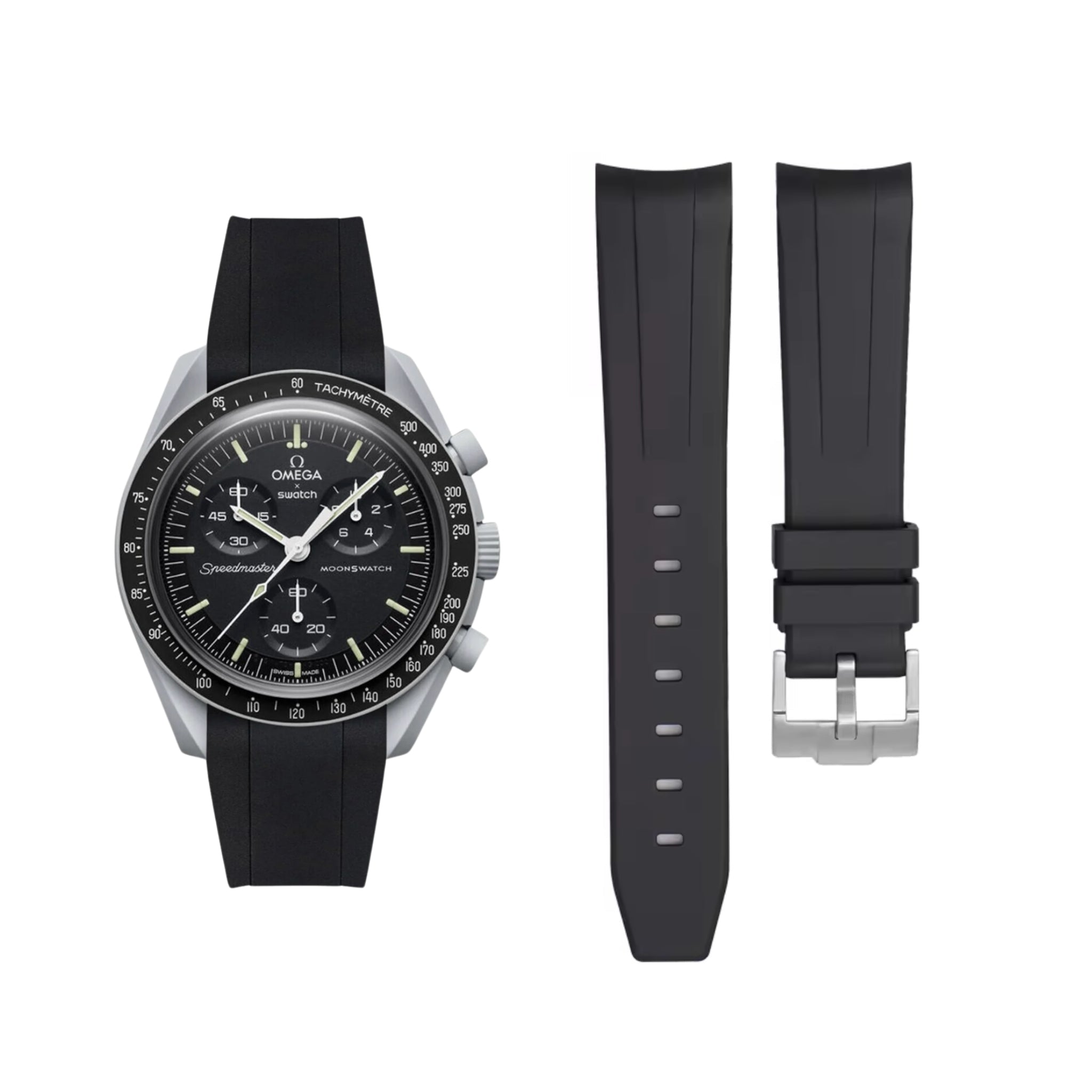 Rubber Strap - For Mission to the Moon | Omega X Swatch | MoonSwatch - Black - Helvetus