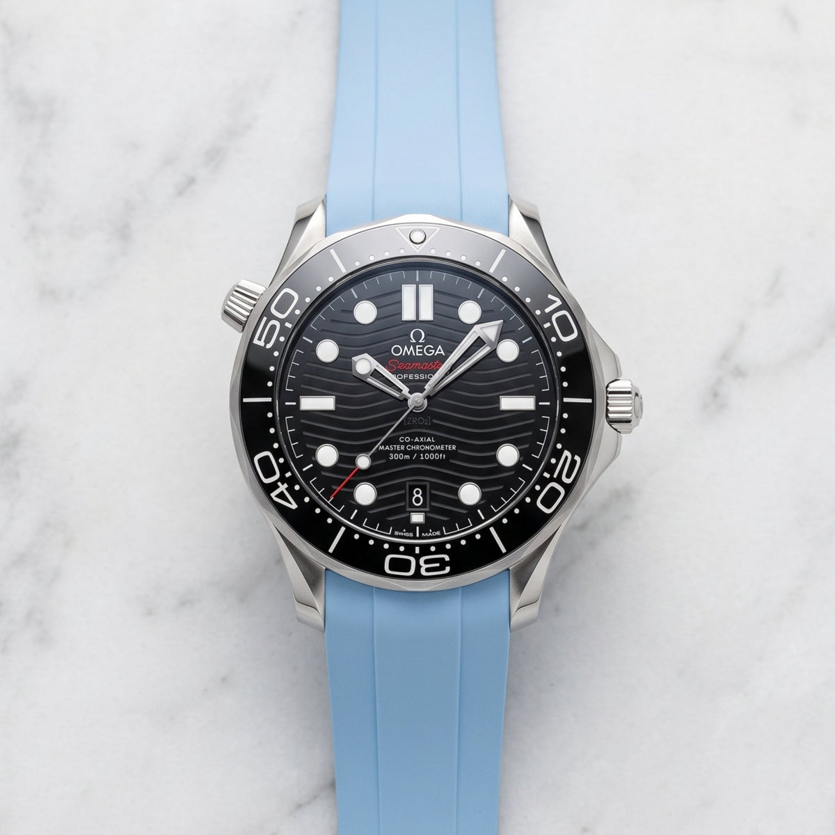 Rubber Strap - For Omega Seamaster 300 - Baby Blue - Helvetus