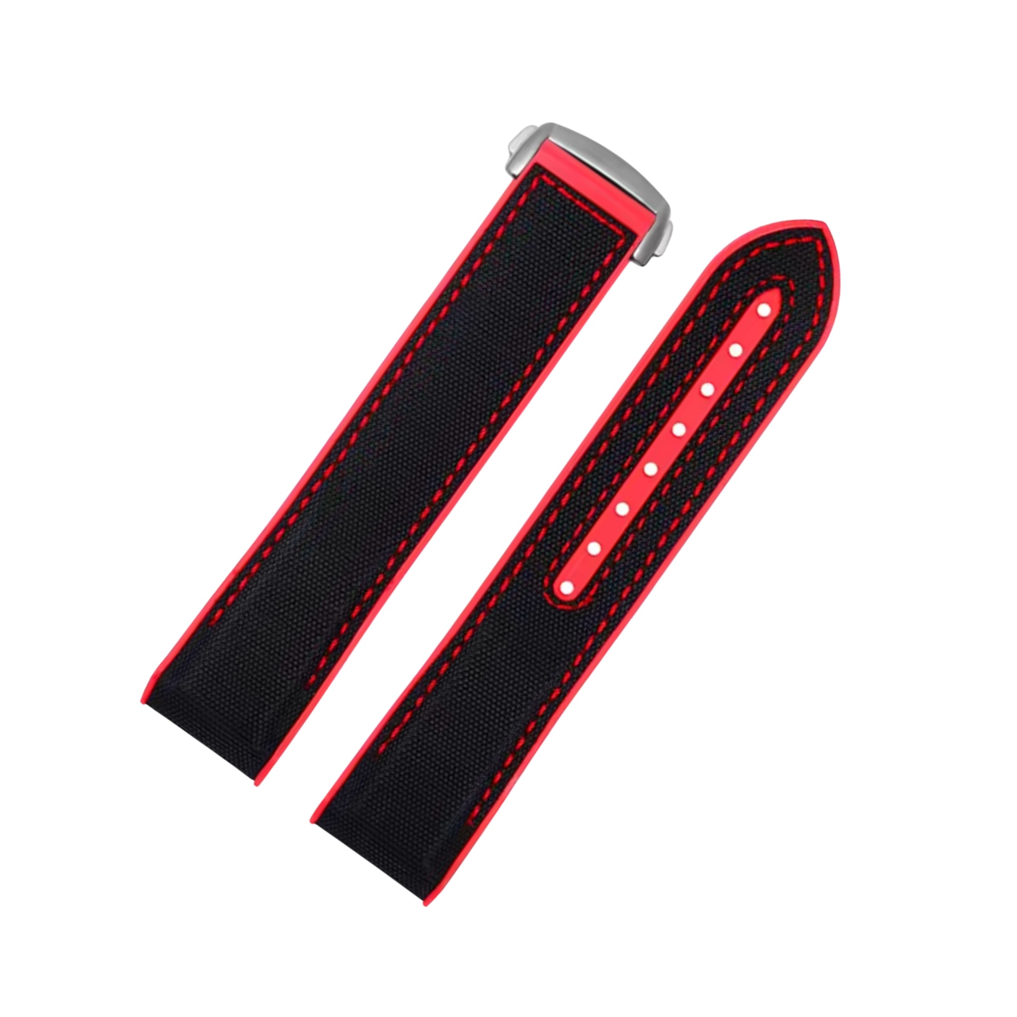 Rubber Strap - For Omega Seamaster Planet Ocean - Black/Red - Helvetus