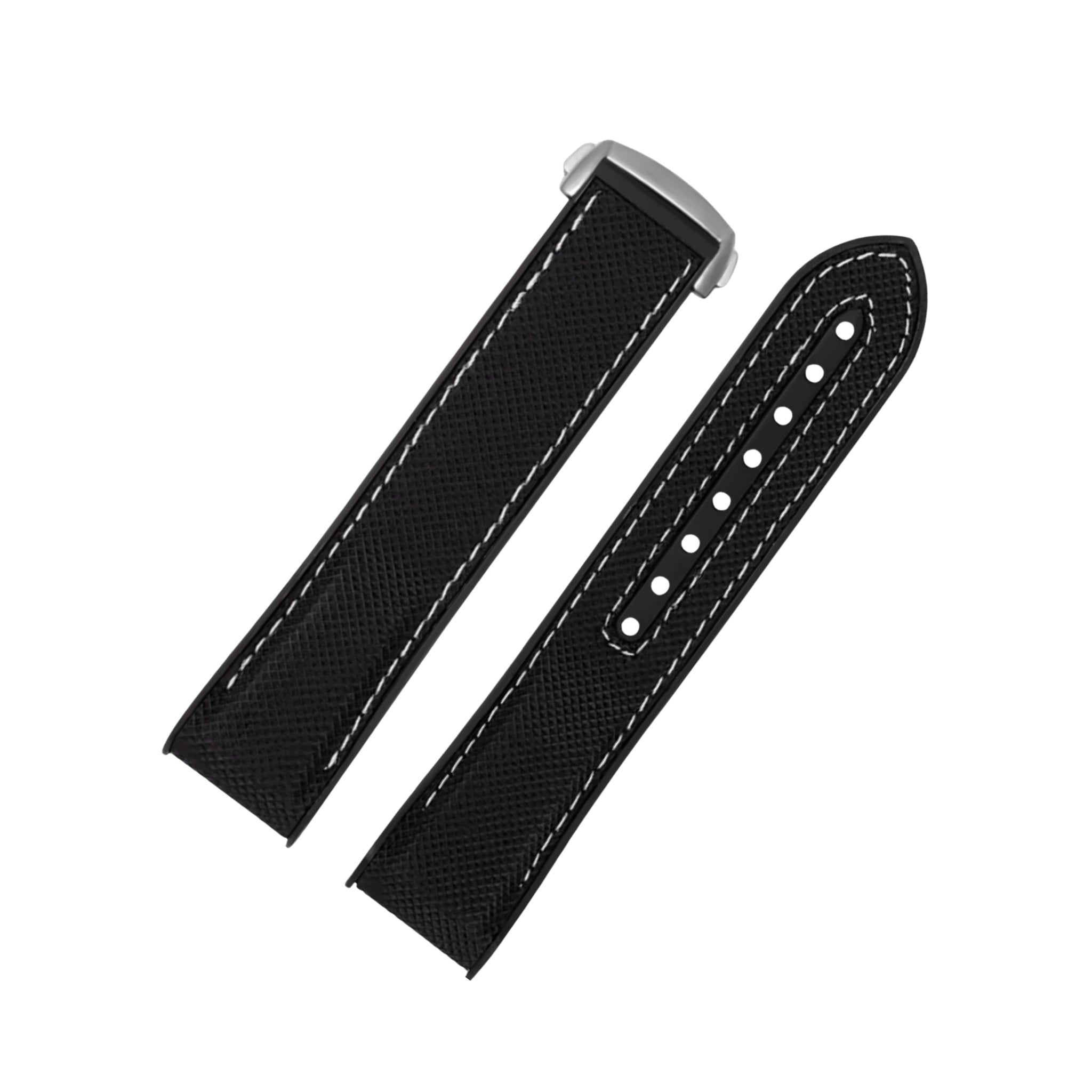 Rubber Strap - For Omega Seamaster Planet Ocean - Black/White - Helvetus