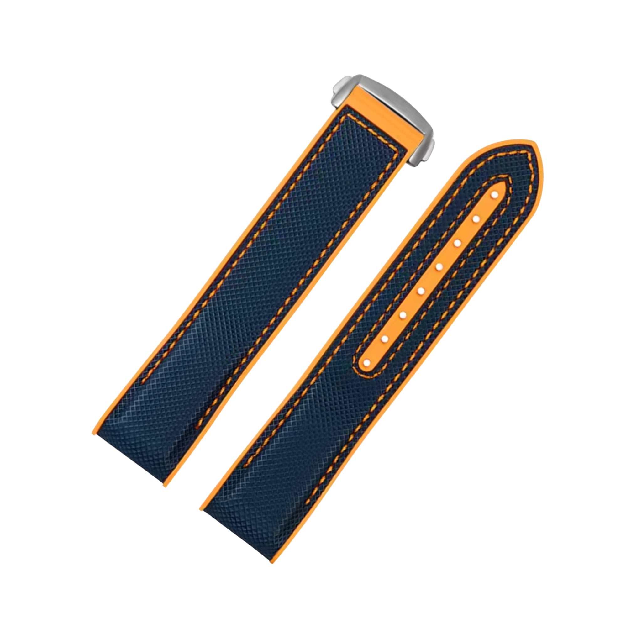 Rubber Strap - For Omega Seamaster Planet Ocean - Blue/Orange - Helvetus