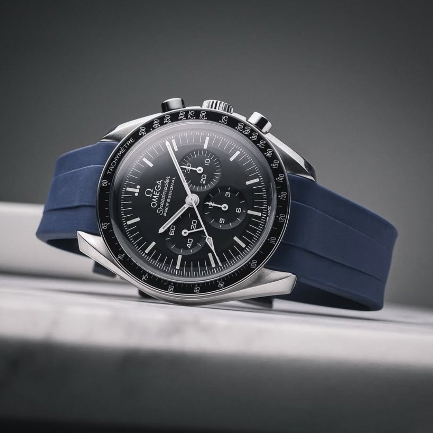 Rubber Strap - For Omega Speedmaster - Navy Blue - Helvetus