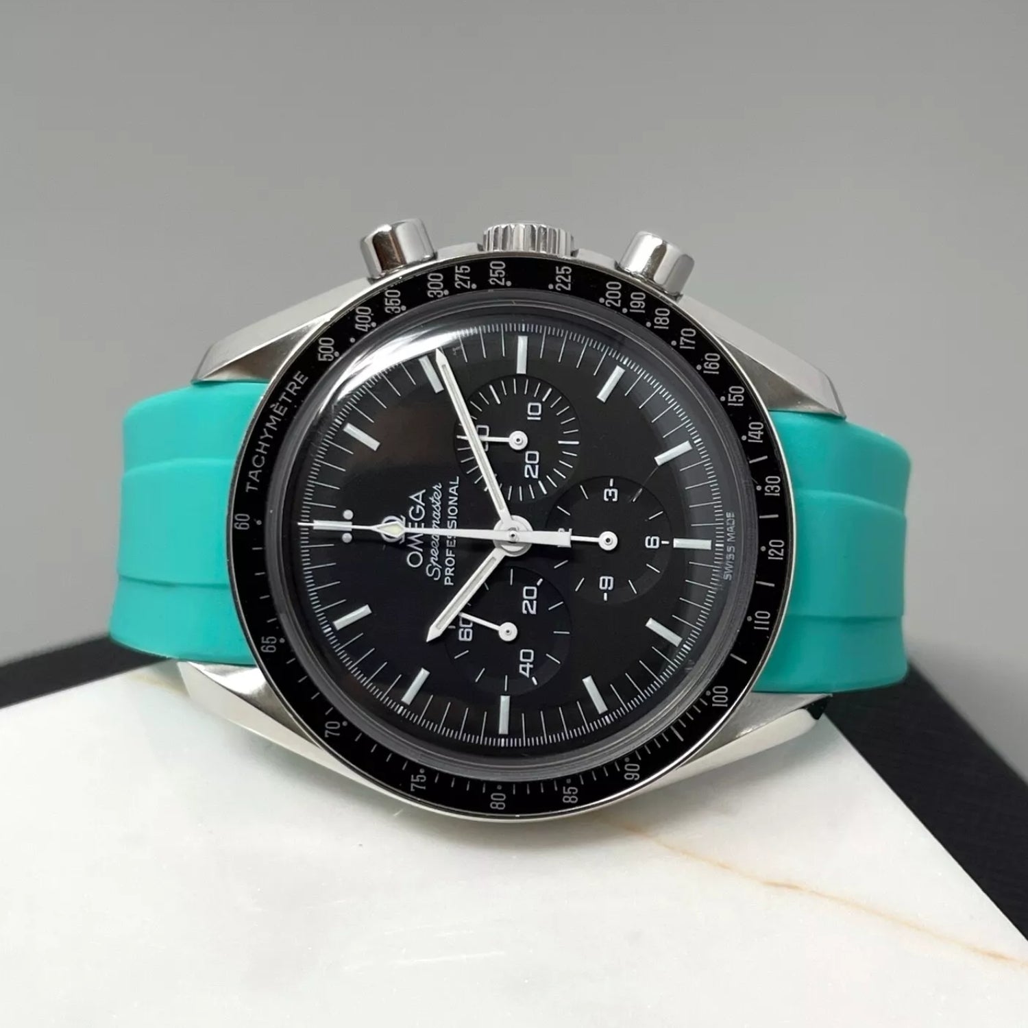 Rubber Strap - For Omega Speedmaster - Turquoise - Helvetus