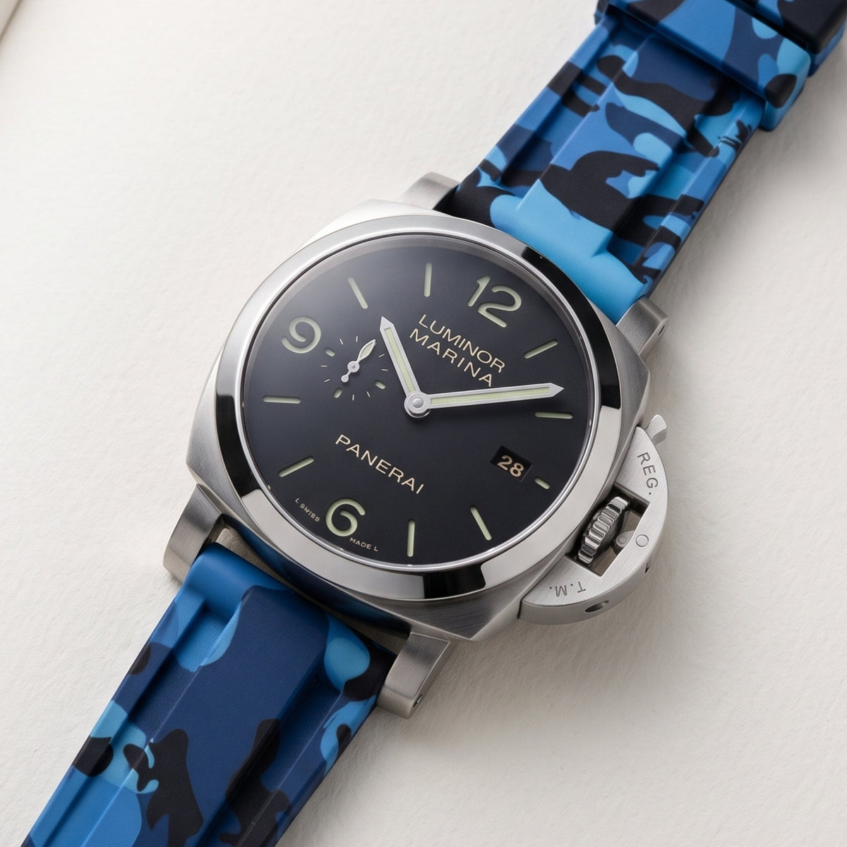 Rubber Strap - For Panerai - Blue Camo - Helvetus