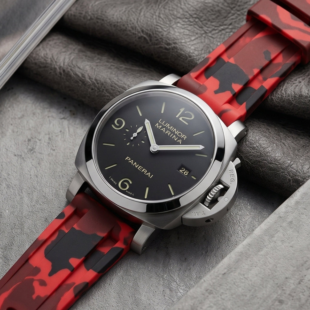 Rubber Strap - For Panerai - Red Camo - Helvetus