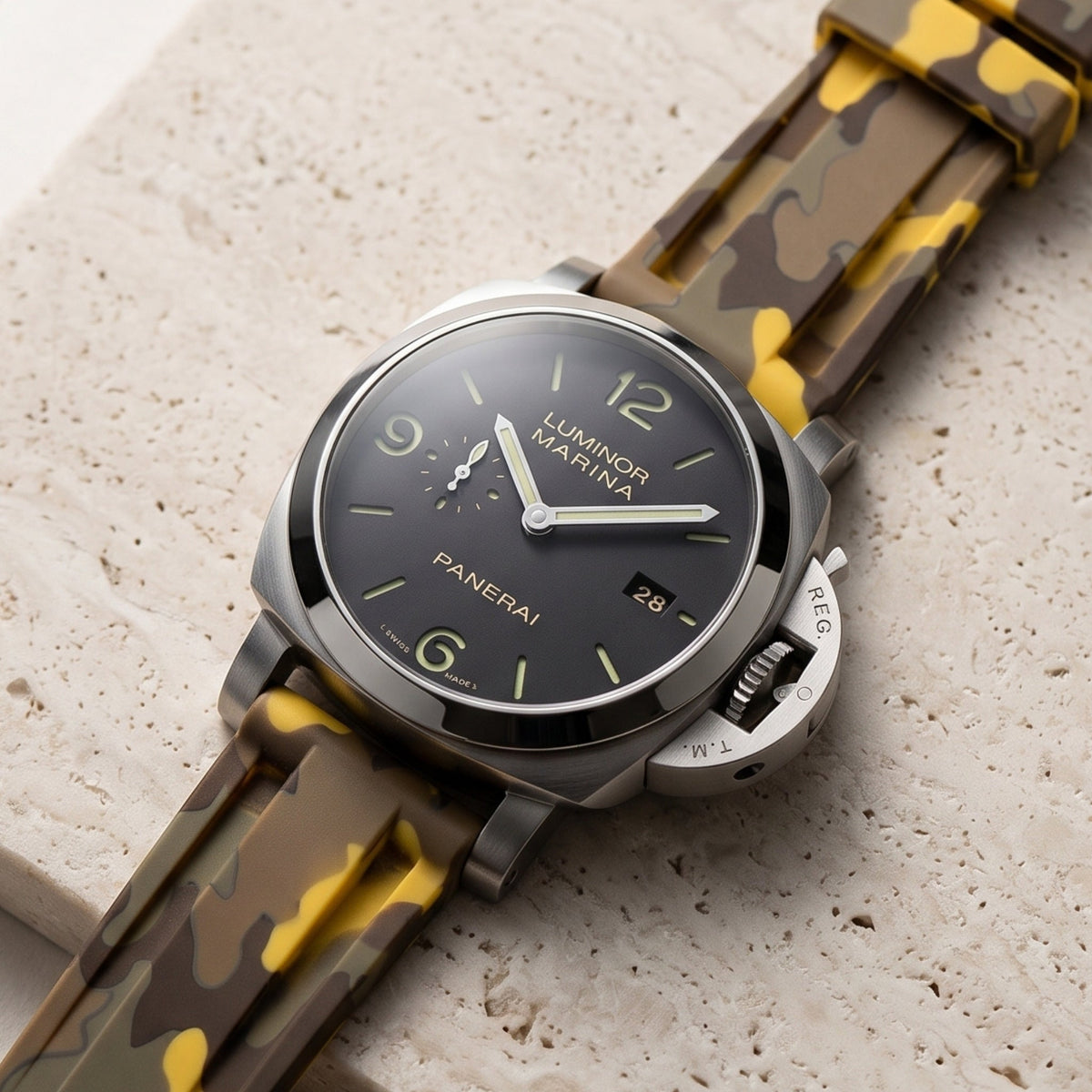 Rubber Strap - For Panerai - Yellow Camo - Helvetus