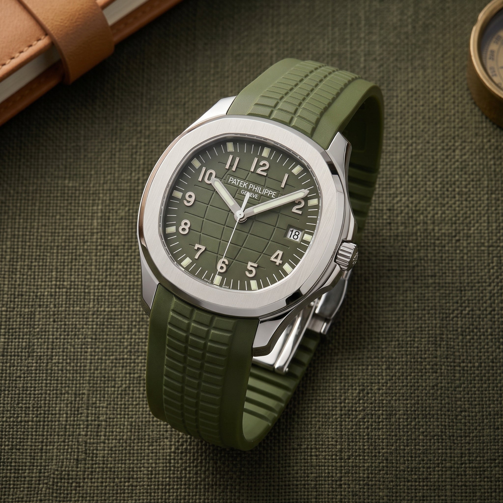 Rubber Strap - For Patek Philippe Aquanaut - Olive Green - Helvetus
