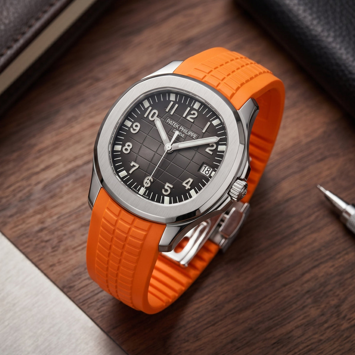 Rubber Strap - For Patek Philippe Aquanaut - Orange - Helvetus