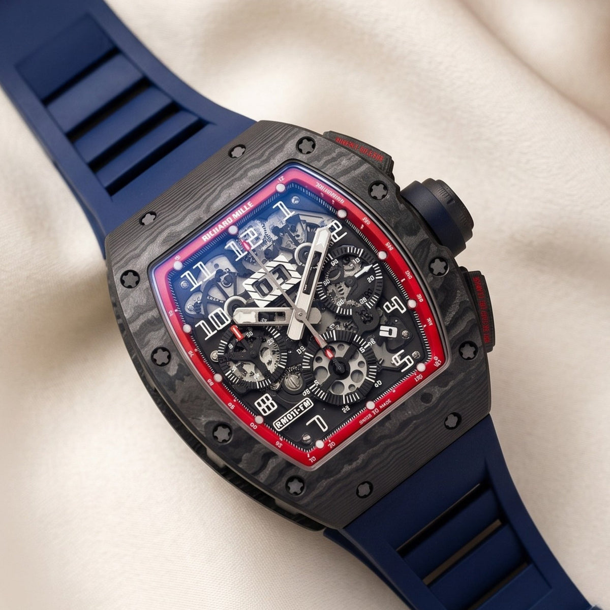 Rubber Strap - For Richard Mille RM011 | RM11-01 | RM11-02 | RM11-03 | RM11-04 | RM11-05 | RM47 | RM50 | RM52 | RM53-01 | RM57 | RM65 | RM69 - Navy Blue - Helvetus