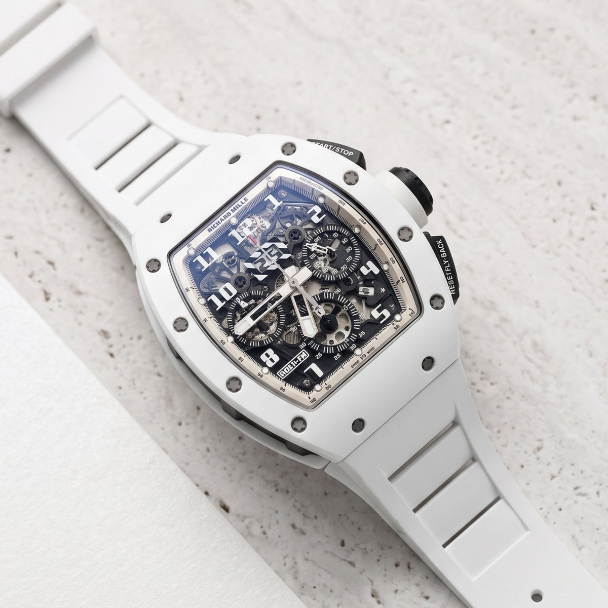 Rubber Strap - For Richard Mille RM011 | RM11-01 | RM11-02 | RM11-03 | RM11-04 | RM11-05 | RM47 | RM50 | RM52 | RM53-01 | RM57 | RM65 | RM69 - White - Helvetus