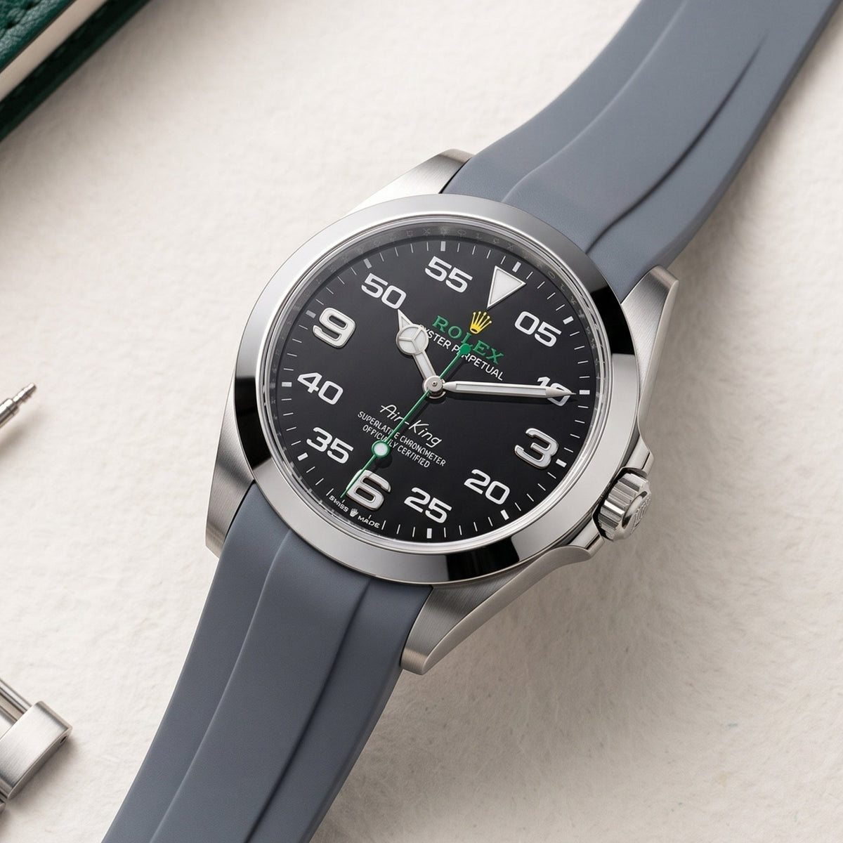 Rubber Strap - For Rolex Air-King 126900/116900 - Grey - Helvetus