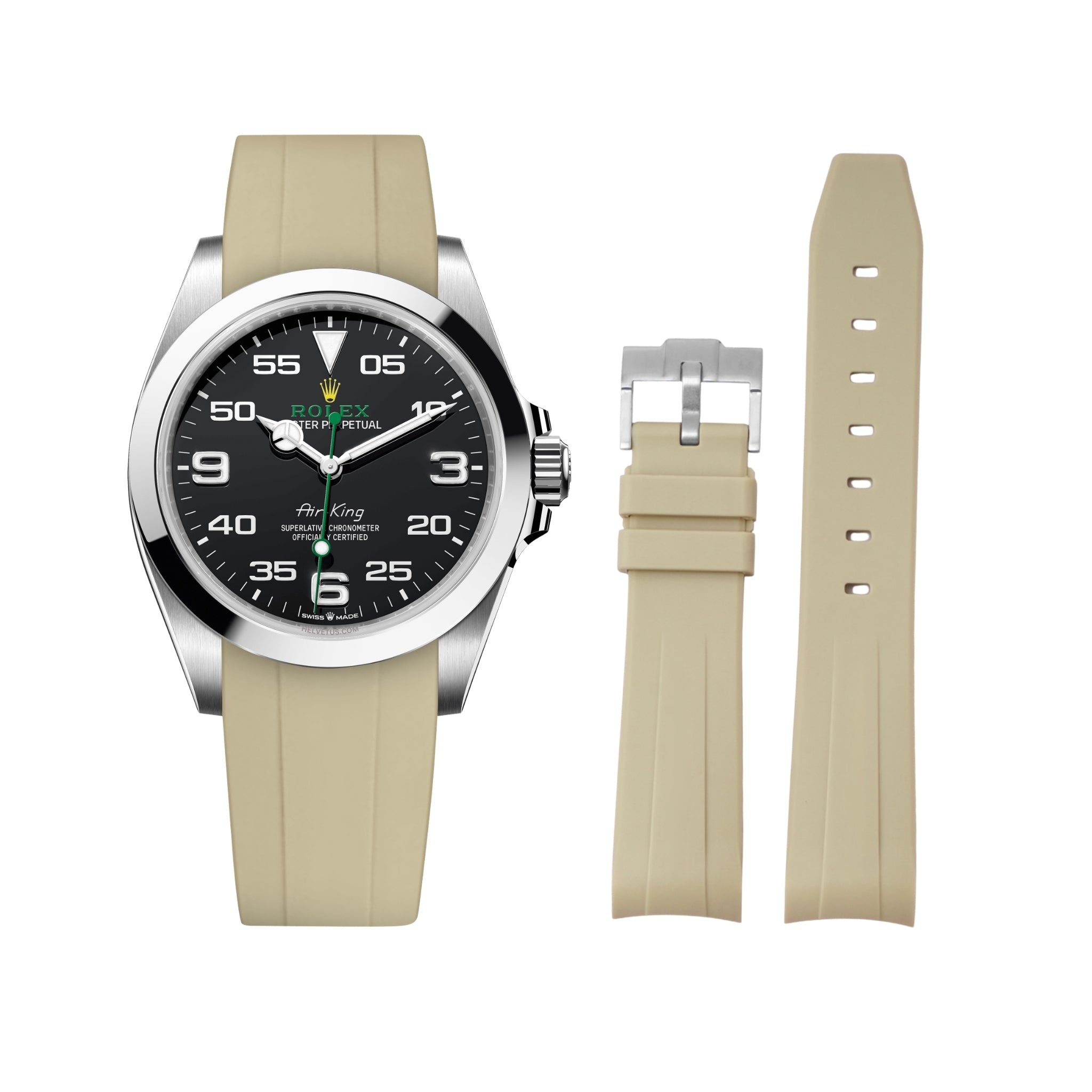 Rubber Strap - For Rolex Air - King - Beige - Helvetus