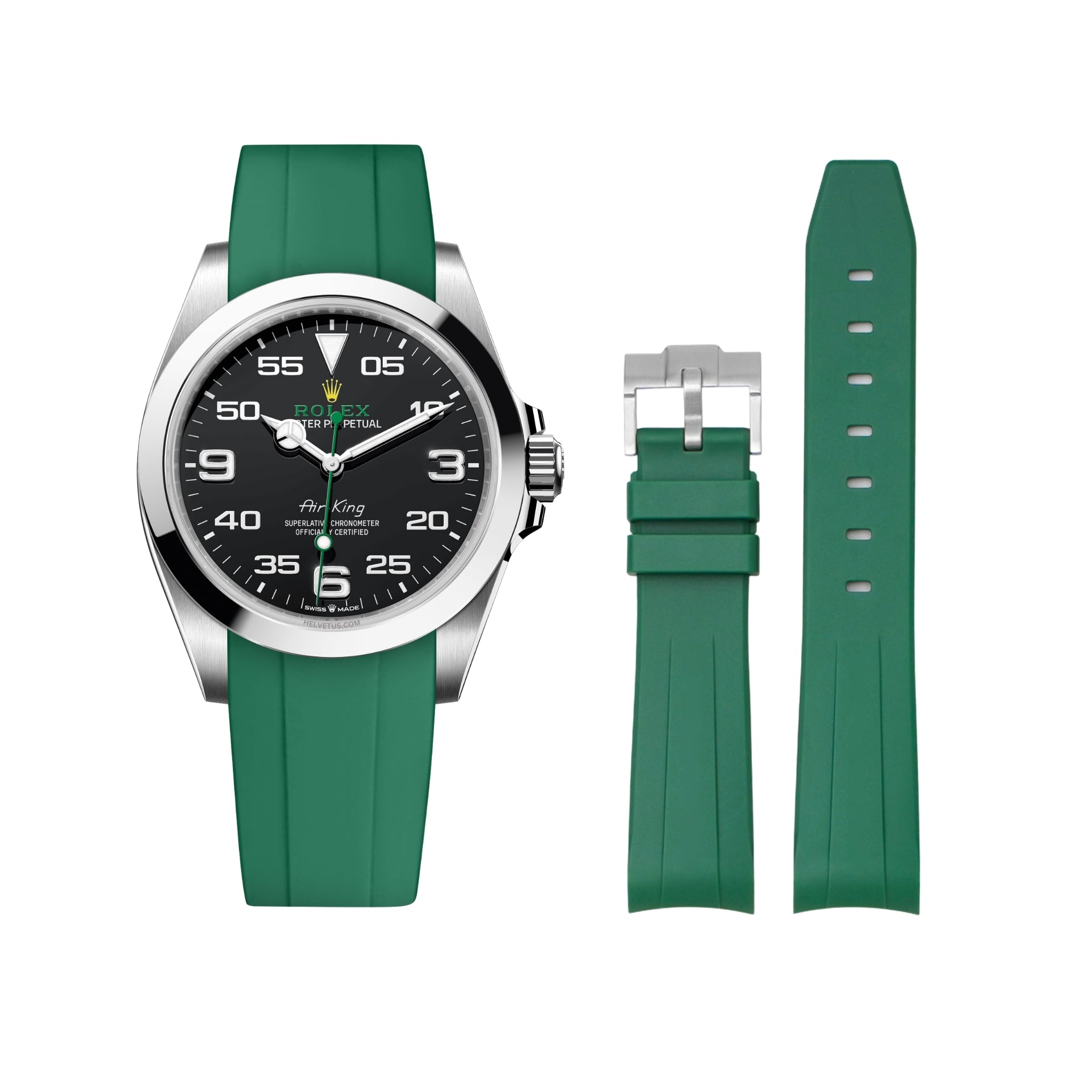 Rubber Strap - For Rolex Air - King - Green - Helvetus